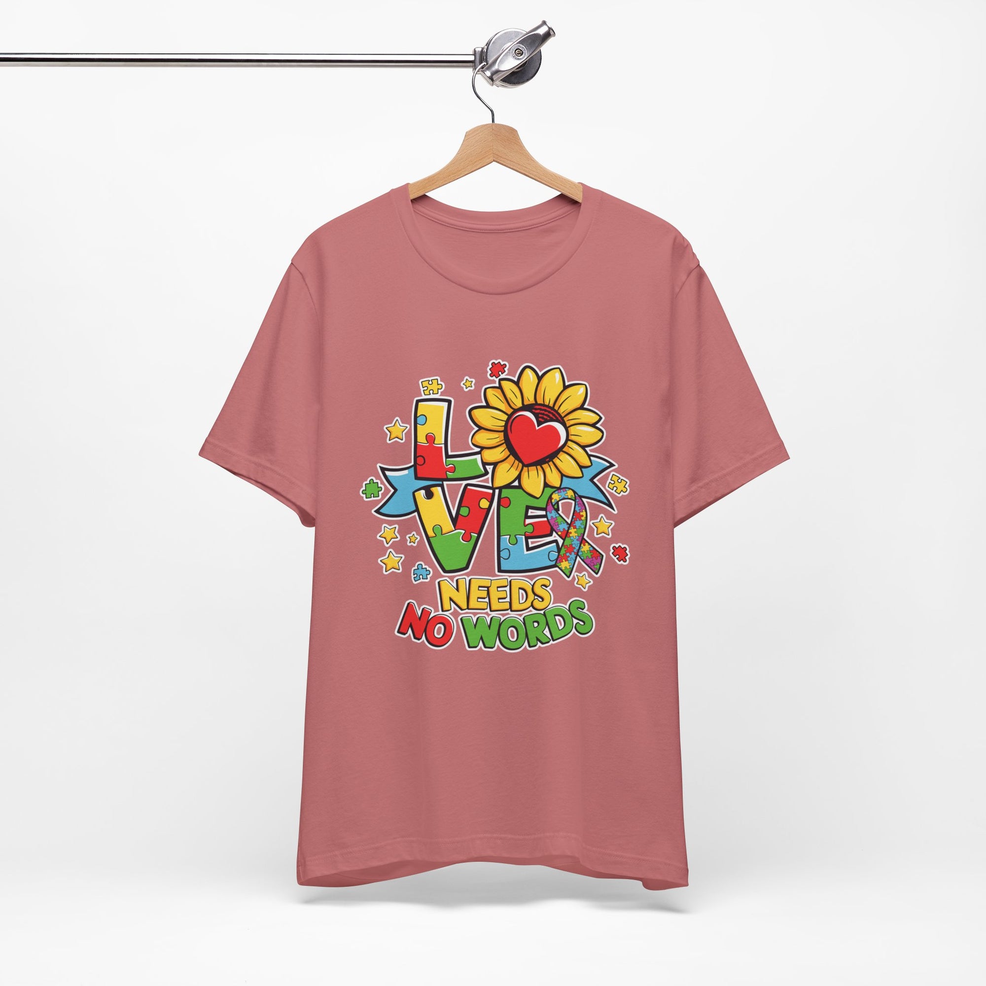 Colorful Love Needs No Words Tee, Unisex Graphic Tee