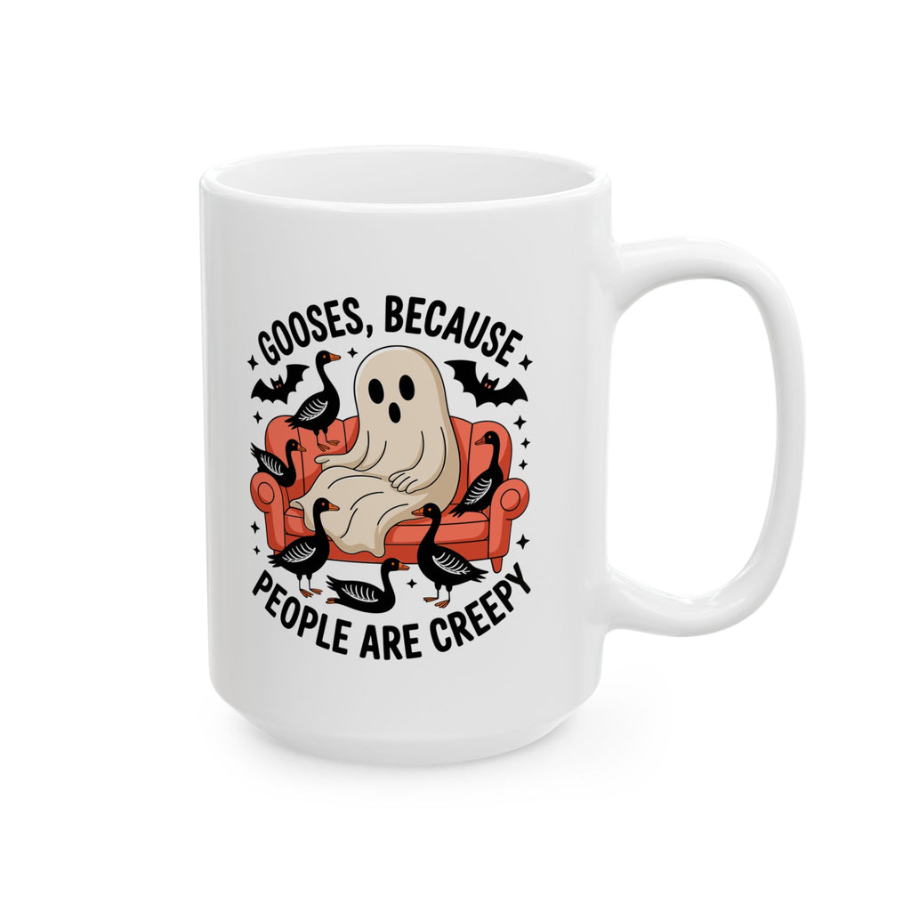 Funny Ghost with Geese Mug – Spooky Cute Halloween Coffee Cup