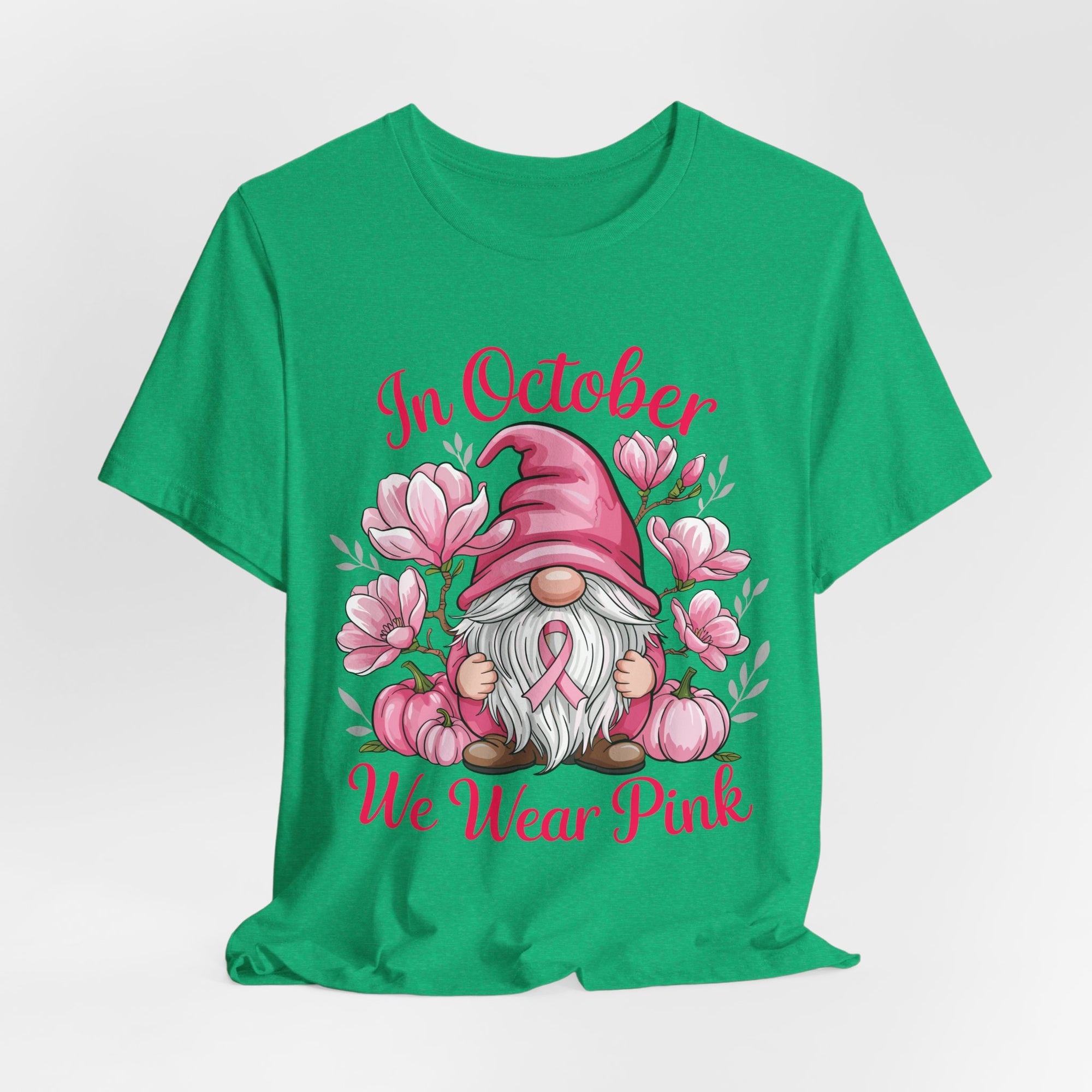 Breast Cancer Awareness Tee, Inspirational Gnome Shirt, October Activism Top, Unisex Casual Wear, Gift for Her, Comfort Tee, Support Pink