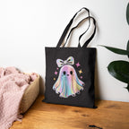 Cute Ghost Tote Bag – Fun Rainbow Halloween Reusable Canvas