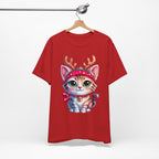 Cute Cat Holiday Tee Shirt, Unisex Cat Lover Gift, Christmas T-Shirt, Animal Graphic Tee, Fun Holiday Apparel