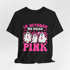Pink Ghosts October Tee, Halloween Shirt, Unisex T-shirt