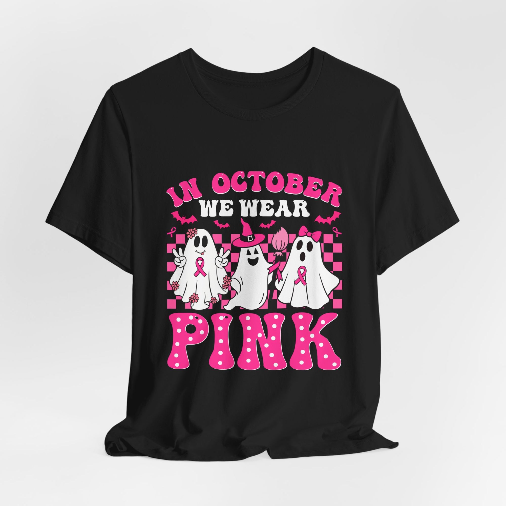Pink Ghosts October Tee, Halloween Shirt, Unisex T-shirt