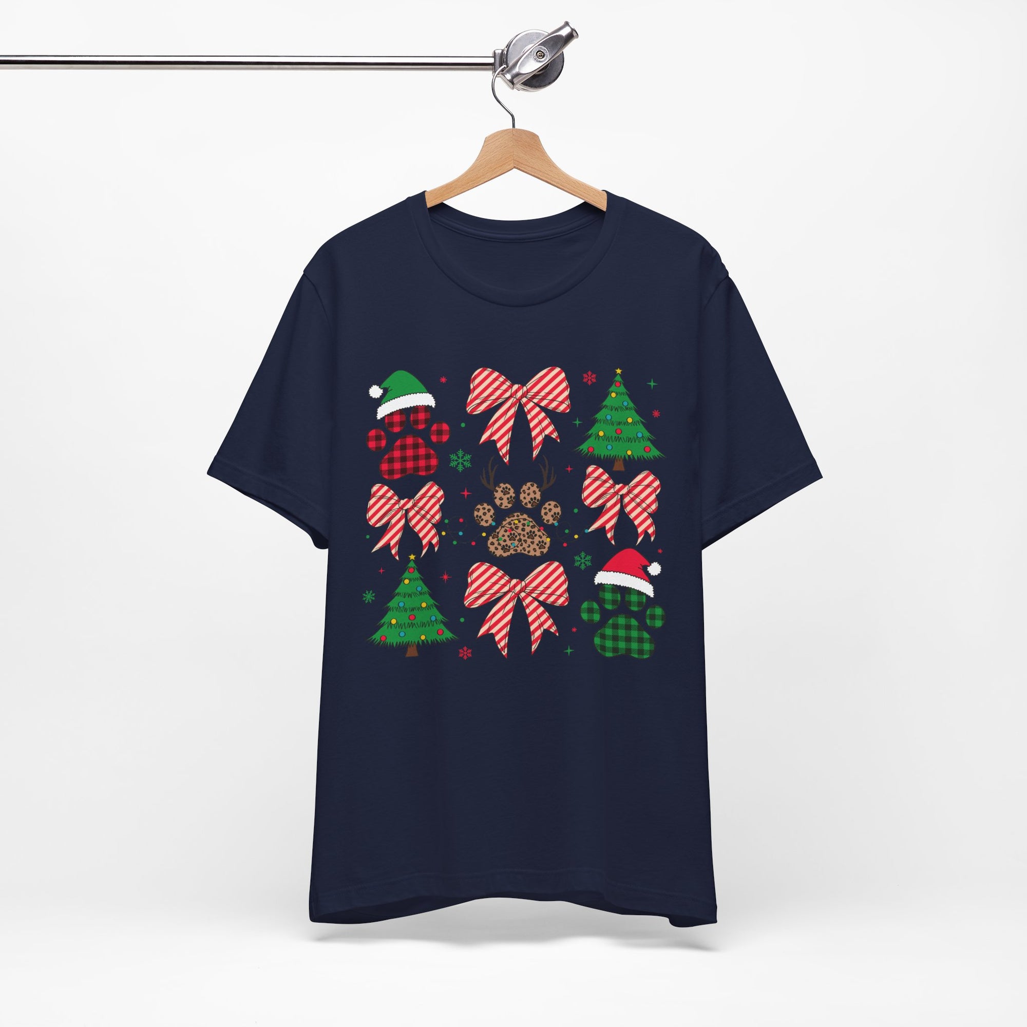 Festive Pet Lover Tee - Christmas Celebration Shirt, Holiday Gift for Dog Owners, Cute Winter Apparel, Paw Print T-Shirt, Unisex