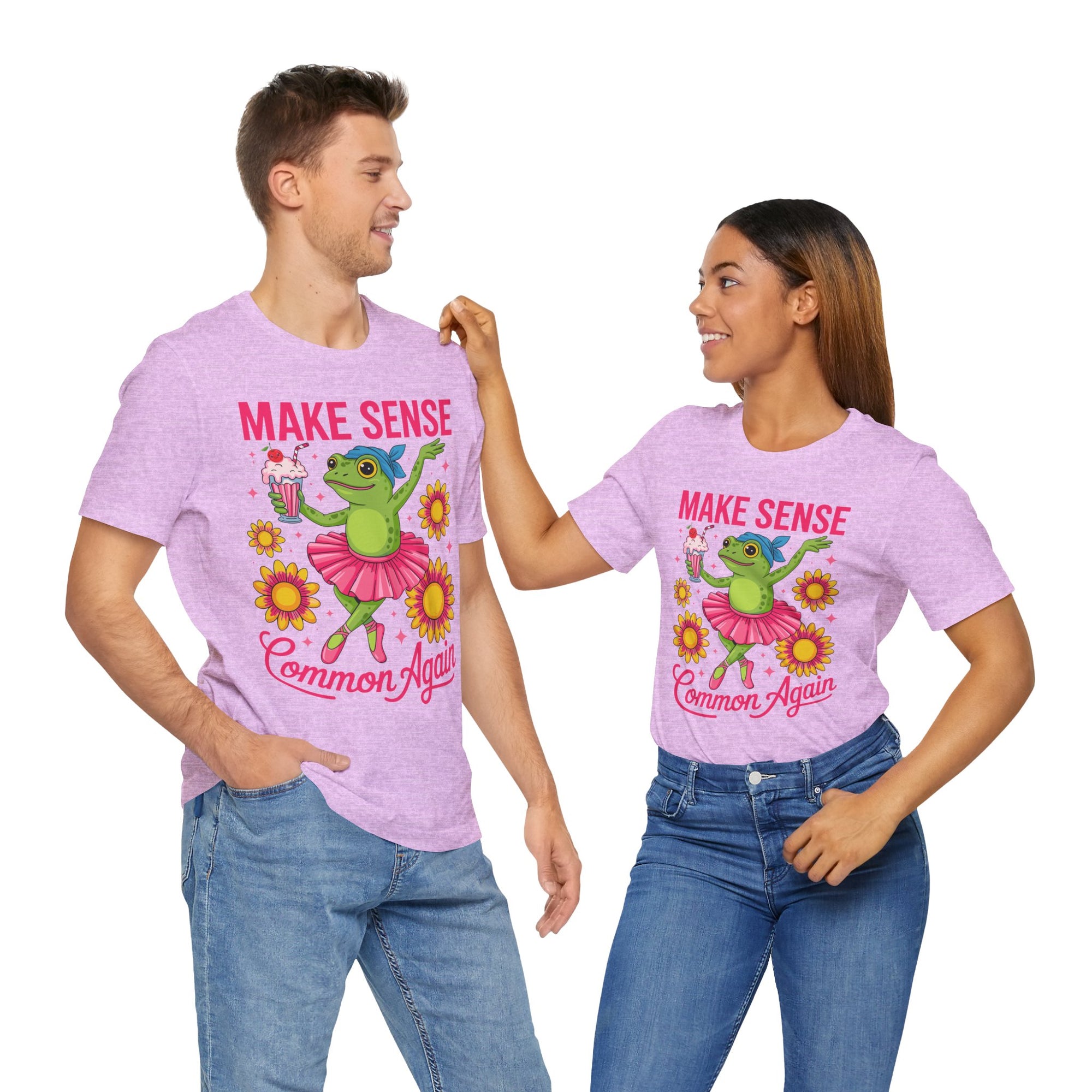Make Sense Common Again T‑Shirt — Cute Dancing Frog Graphic Tee