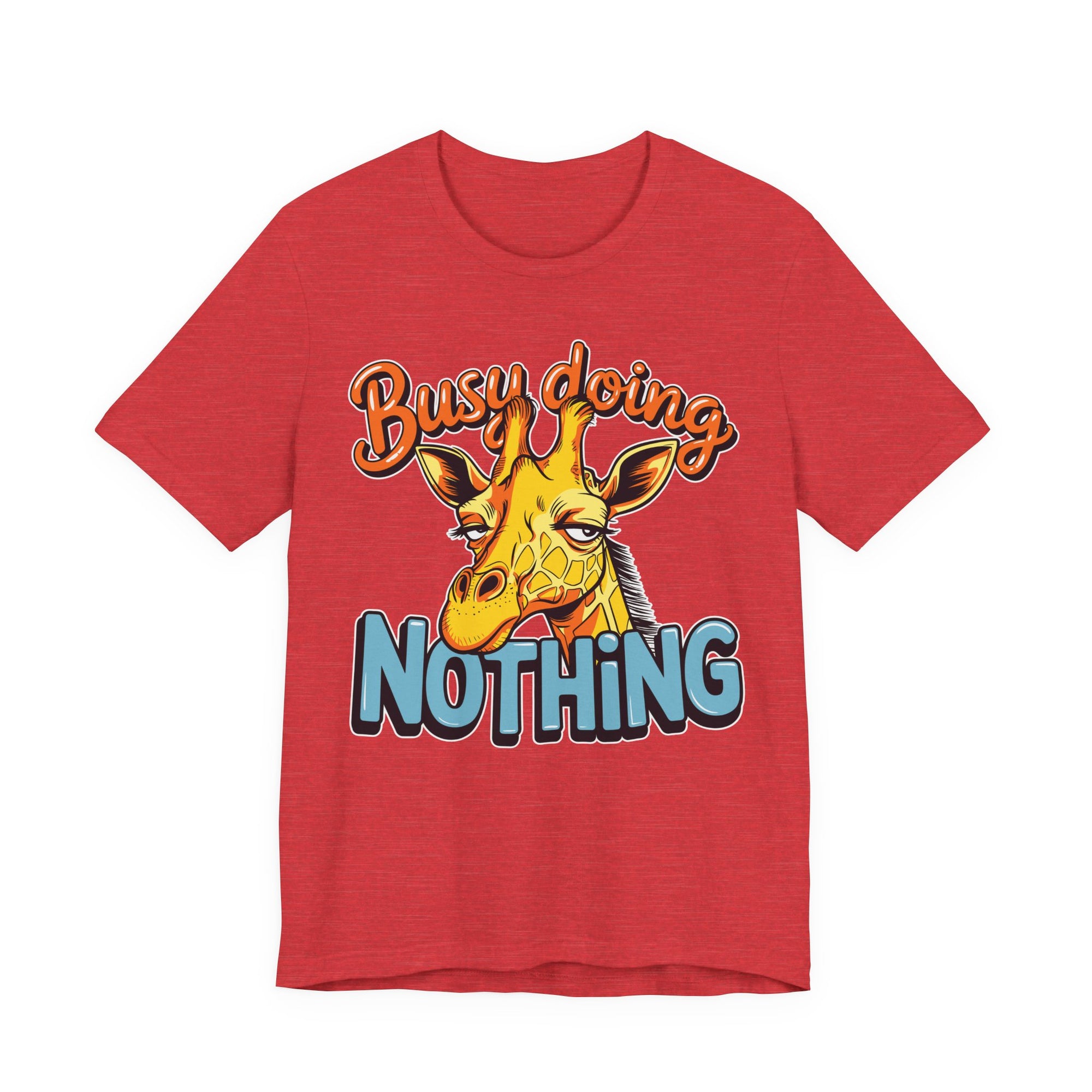 Funny Giraffe Busy Doing Nothing Lazy Animal Cartoon Design Unisex Jersey Short Sleeve Tee