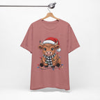 Festive Cow Christmas Tee, Unisex Holiday Shirt, Cute Animal T-Shirt