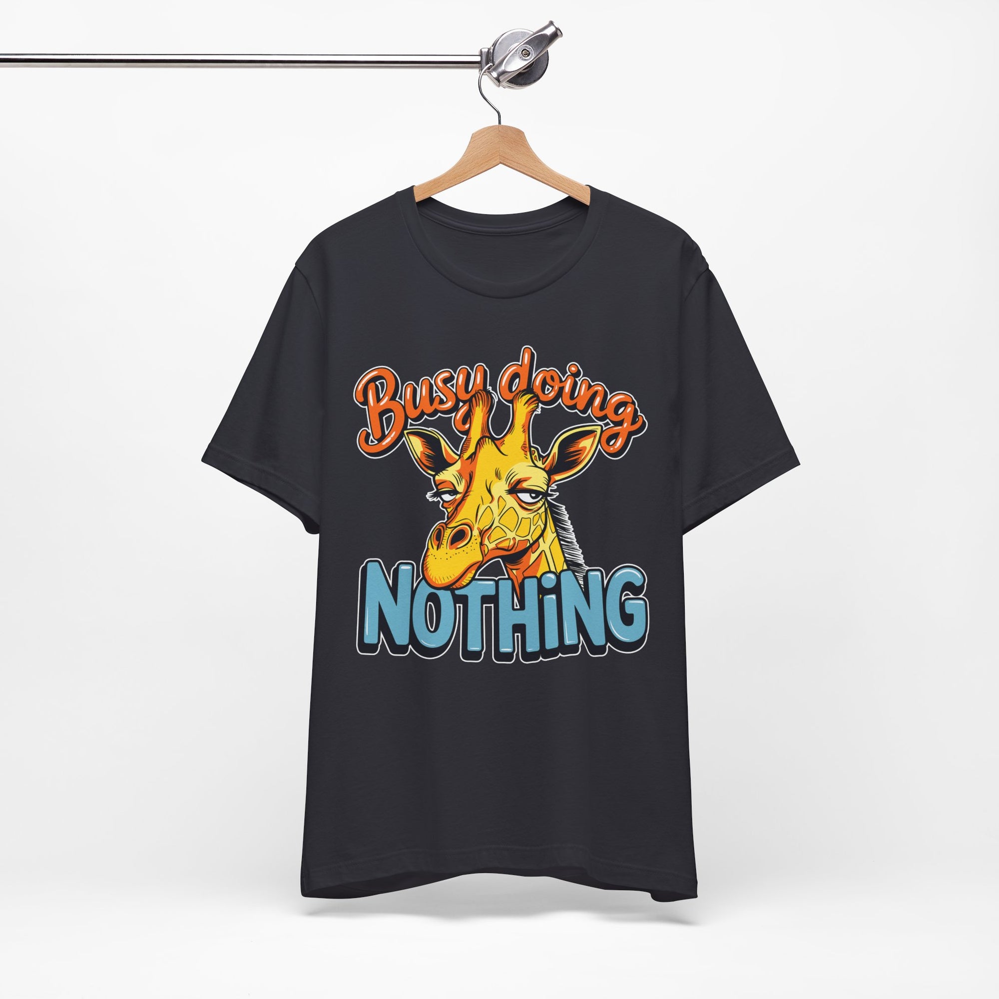 Funny Giraffe Busy Doing Nothing Lazy Animal Cartoon Design Unisex Jersey Short Sleeve Tee