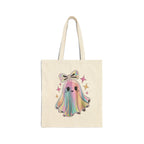 Cute Ghost Tote Bag – Fun Rainbow Halloween Reusable Canvas