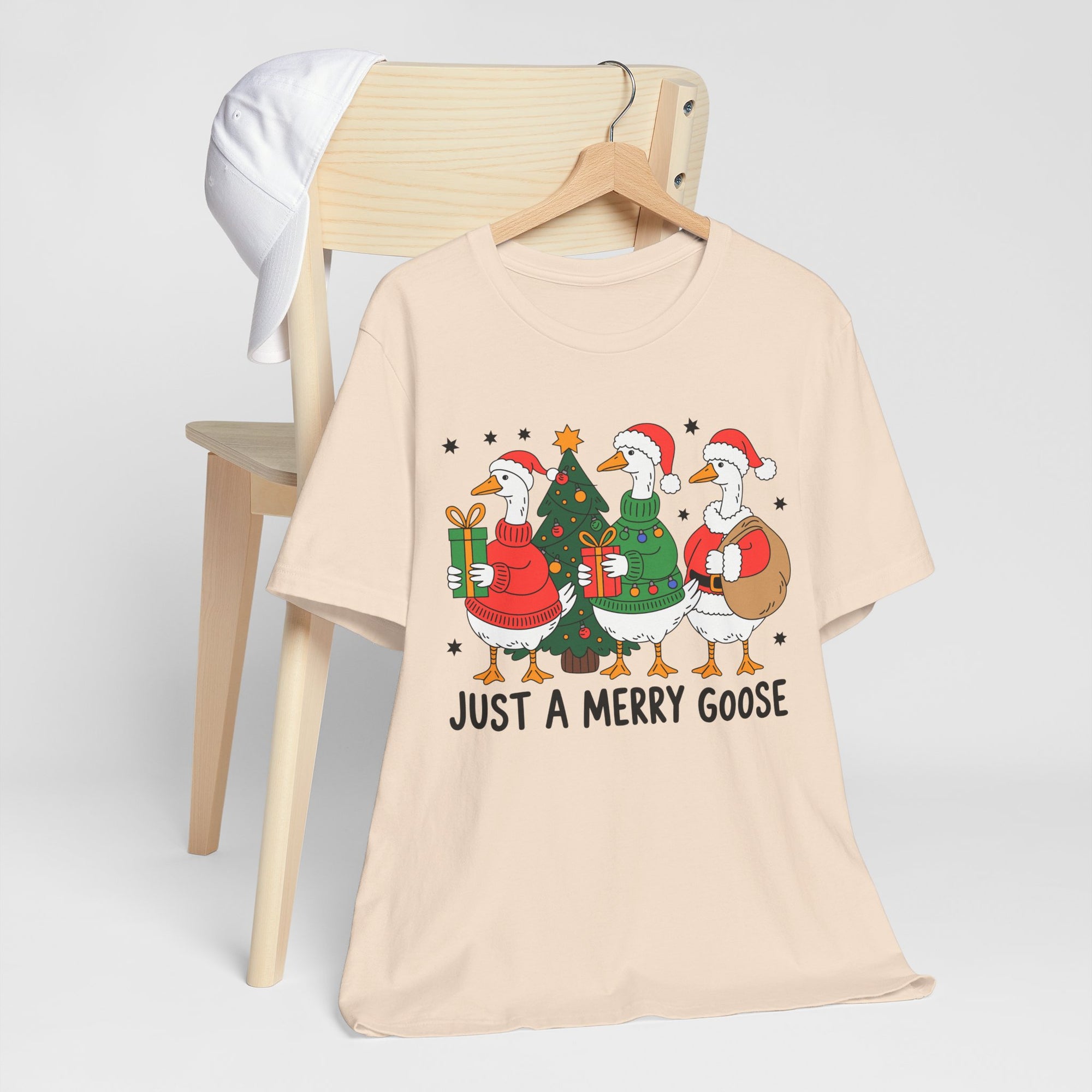 Festive Merry Goose T-Shirt, Christmas Tee, Holiday Apparel, Funny Gift, Unisex Tee, Seasonal Shirt