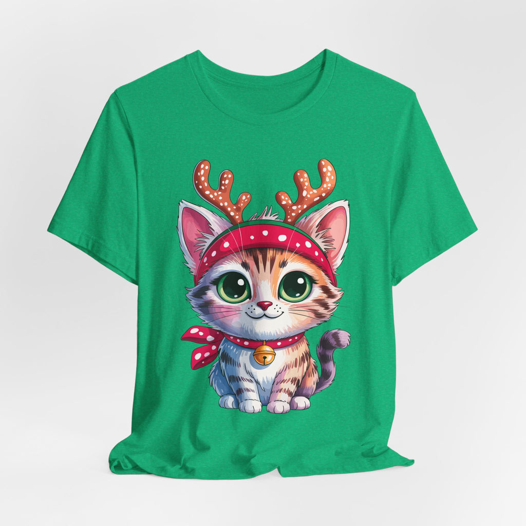 Cute Cat Holiday Tee Shirt, Unisex Cat Lover Gift, Christmas T-Shirt, Animal Graphic Tee, Fun Holiday Apparel