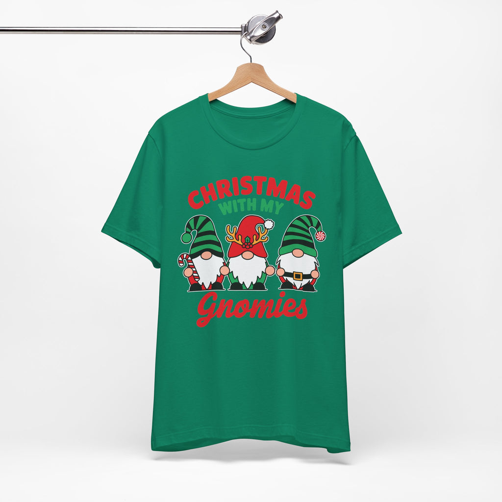 Christmas with My Gnomies Unisex Tee, Holiday Shirt, Christmas Gift, Gnome Tee, Festive Apparel, Cute Christmas T-Shirt