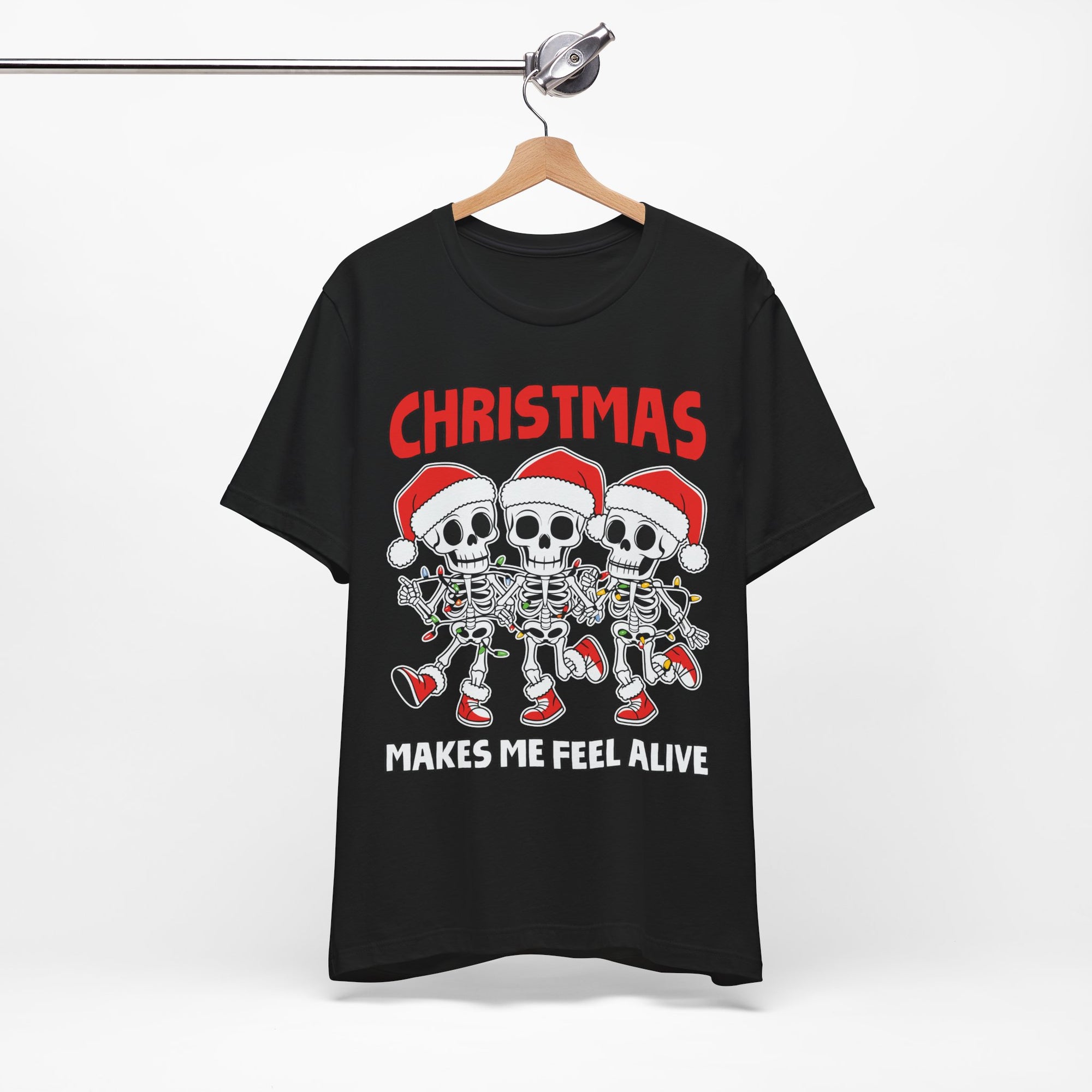 Skeleton Christmas Tee, Holiday Shirt, Unisex Christmas T-Shirt, Fun Winter Apparel, Party Outfit.