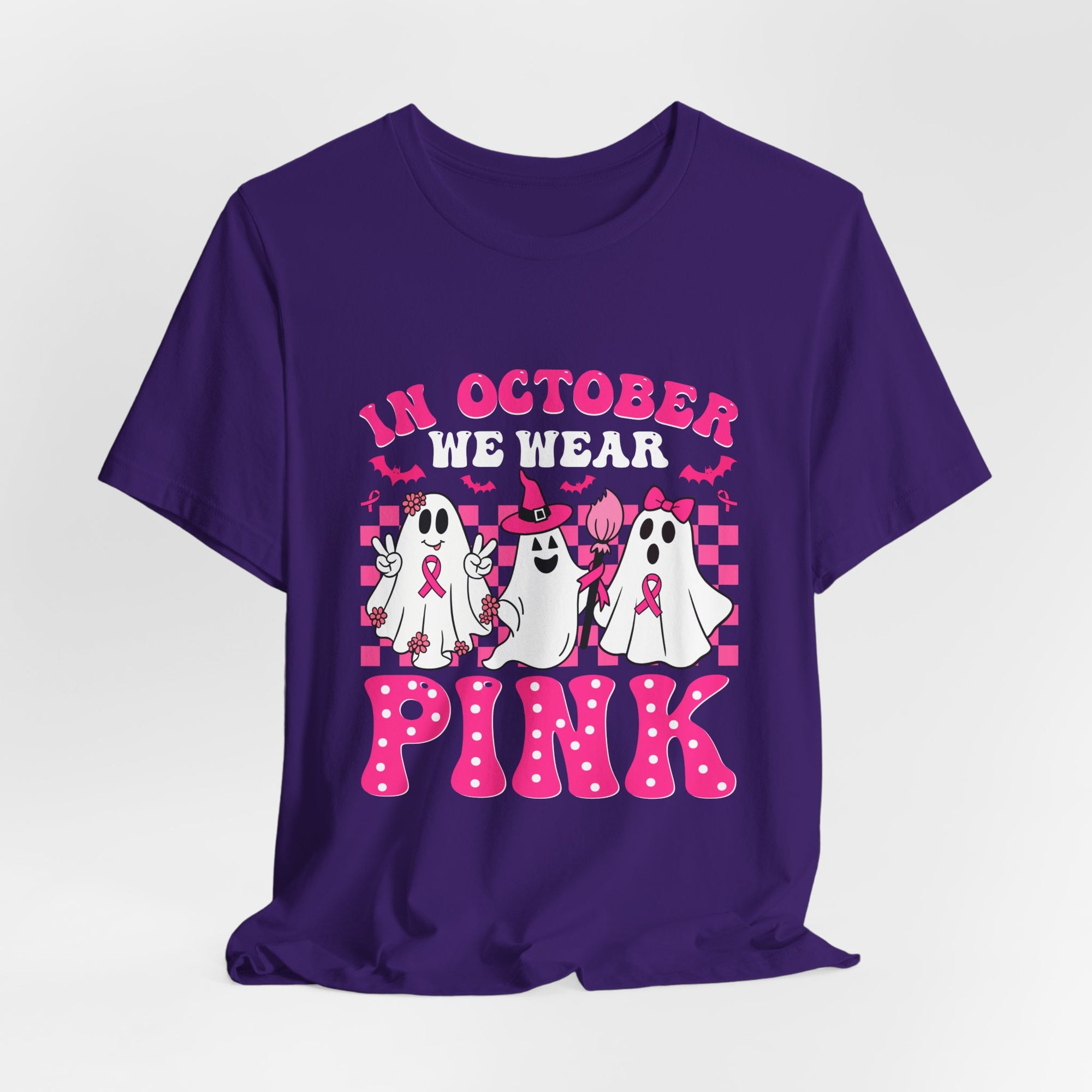 Pink Ghosts October Tee, Halloween Shirt, Unisex T-shirt