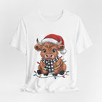 Festive Cow Christmas Tee, Unisex Holiday Shirt, Cute Animal T-Shirt