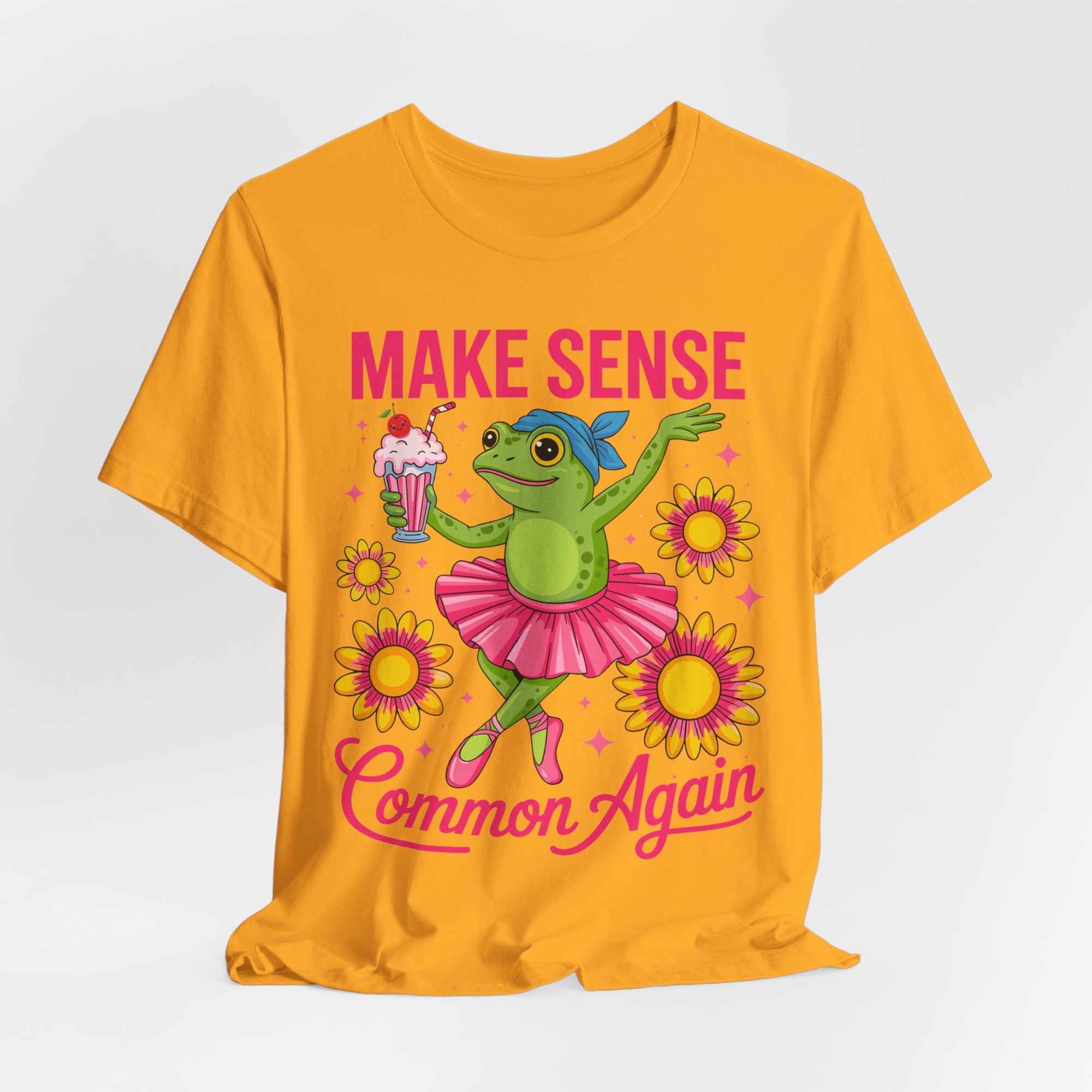 Make Sense Common Again T‑Shirt — Cute Dancing Frog Graphic Tee