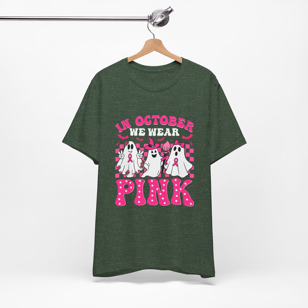 Pink Ghosts October Tee, Halloween Shirt, Unisex T-shirt