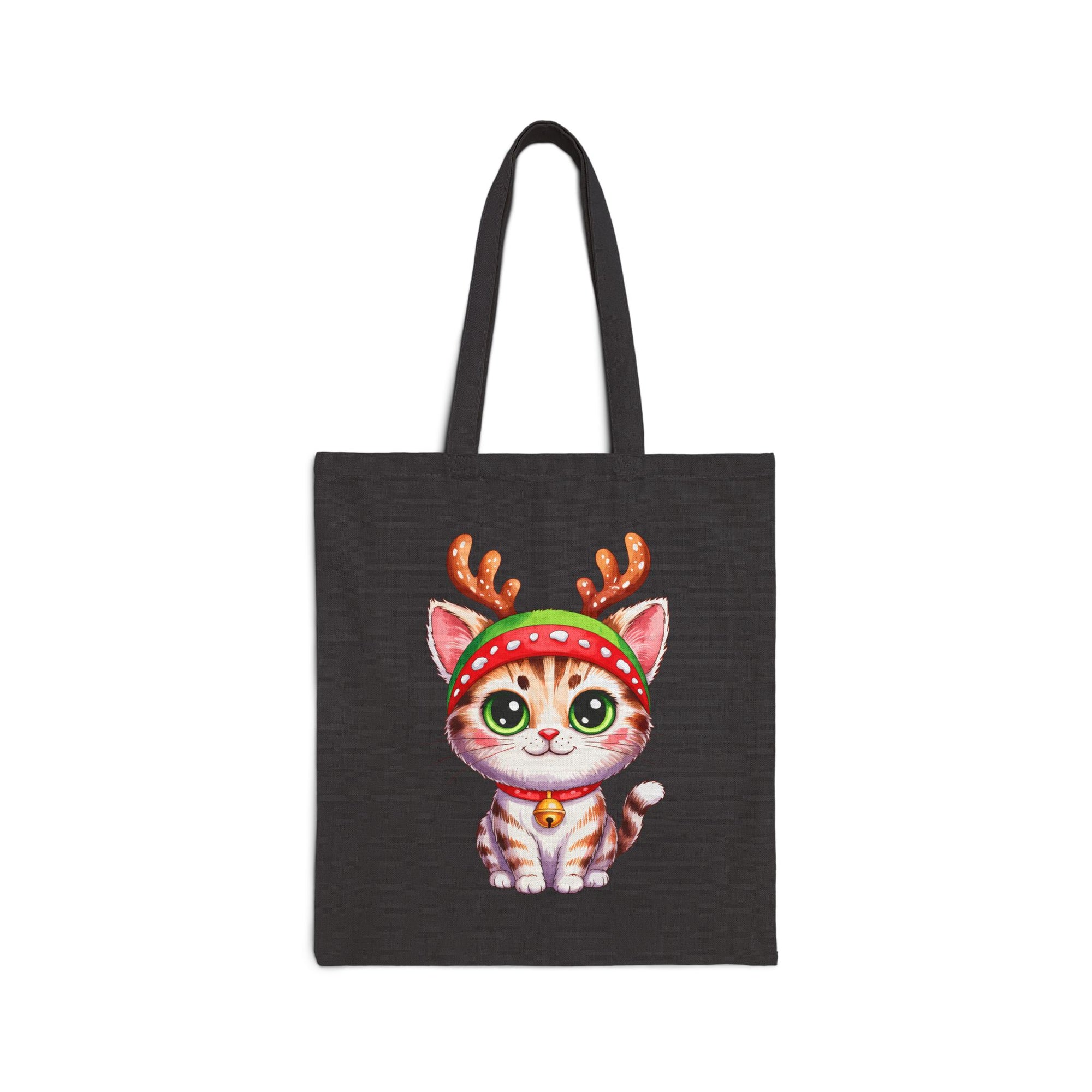 Festive Cat Tote Bag – Cute Christmas Reusable Holiday Canvas