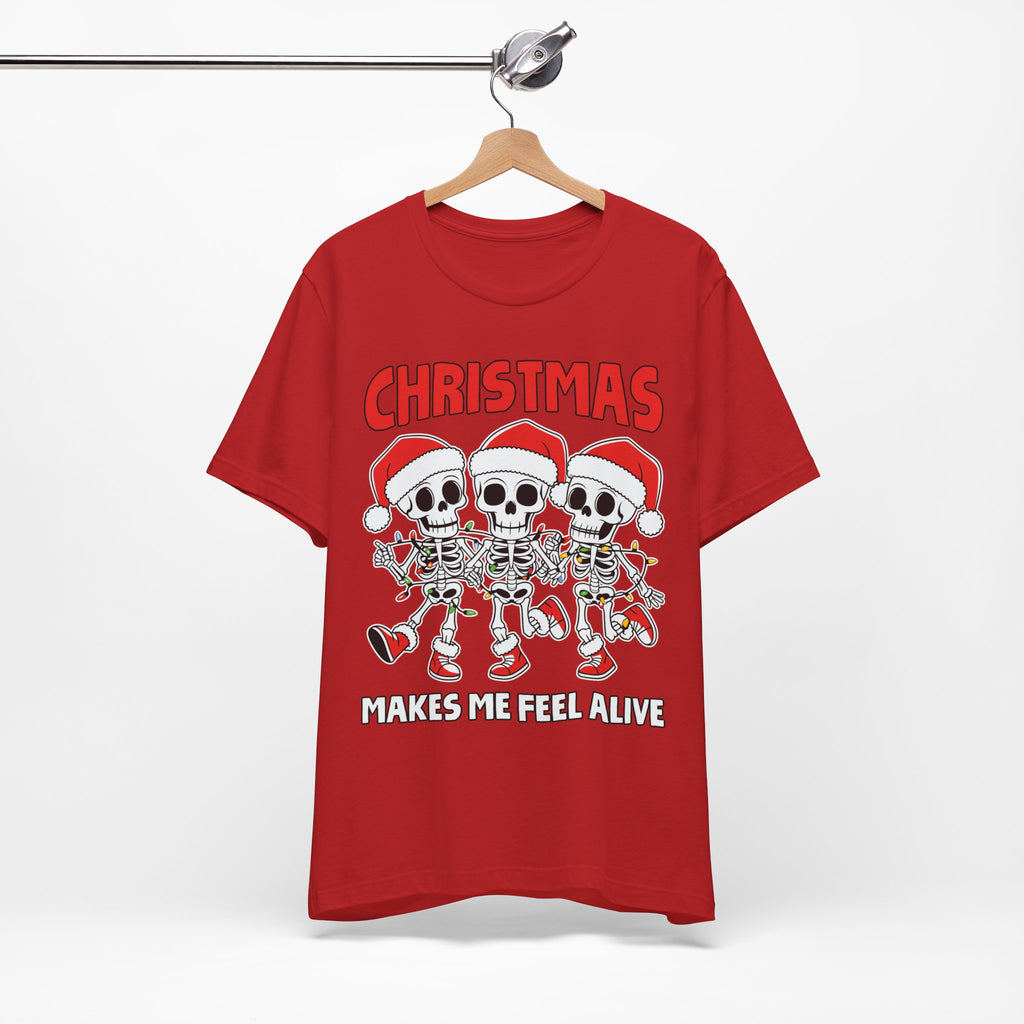Skeleton Christmas Tee, Holiday Shirt, Unisex Christmas T-Shirt, Fun Winter Apparel, Party Outfit.