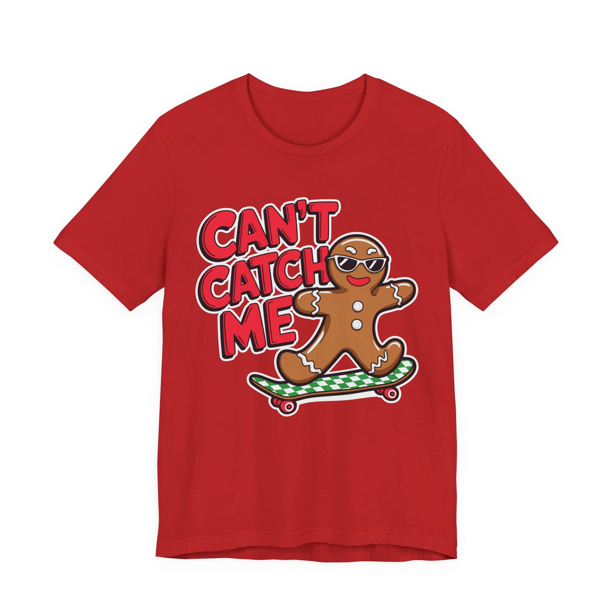 Gingerbread Skateboard Tee, Funny Holiday T-Shirt, Unisex Christmas Gift