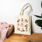 Cotton Canvas Tote Bag - Cute Ghosts Halloween Gift