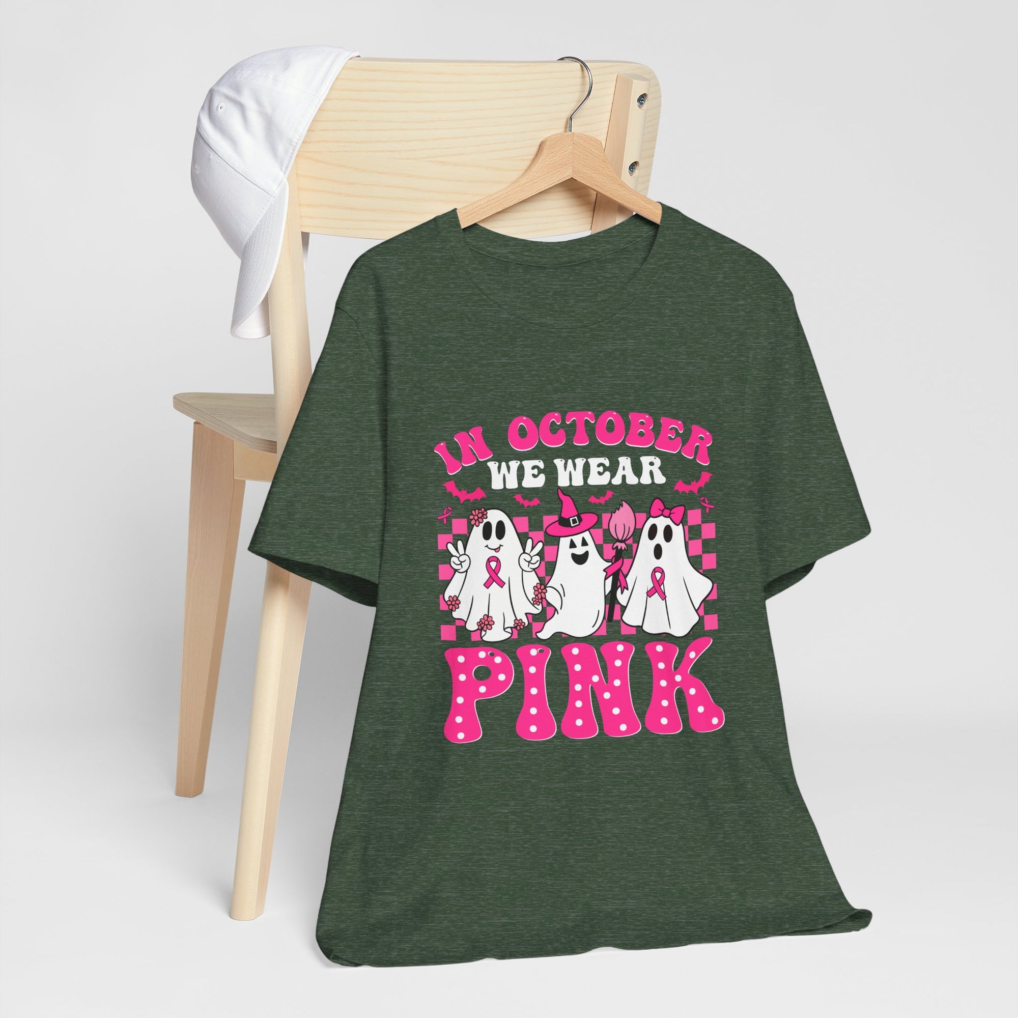 Pink Ghosts October Tee, Halloween Shirt, Unisex T-shirt