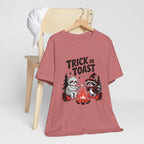 Graphic Tee for Outdoor Lovers - Trick or Toast Sloth & Raccoon, Perfect Fall Gift