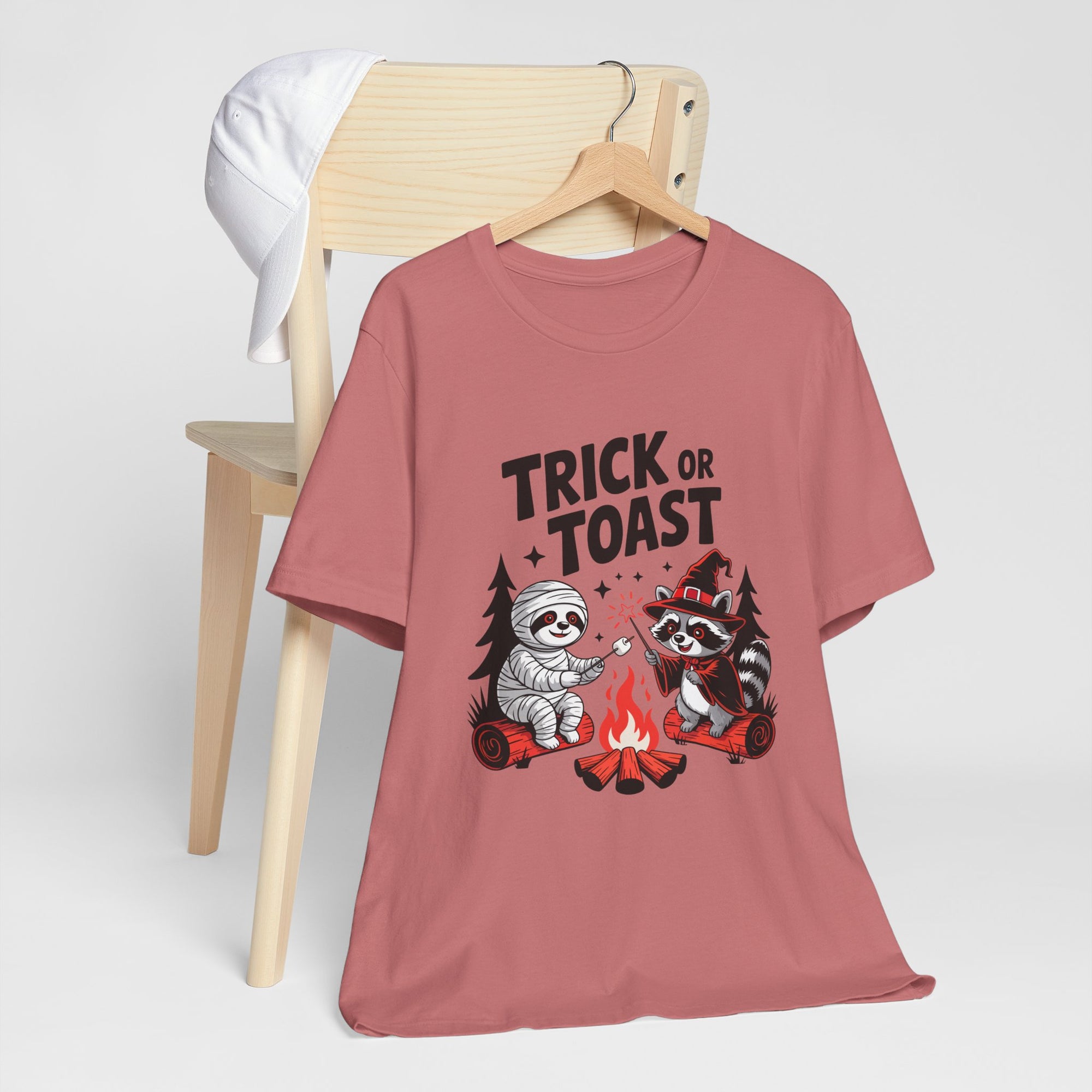 Graphic Tee for Outdoor Lovers - Trick or Toast Sloth & Raccoon, Perfect Fall Gift