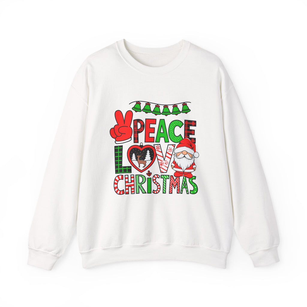 Christmas Peace Love Sweatshirt, Cozy Holiday Crewneck, Unisex Christmas Pullover Gift