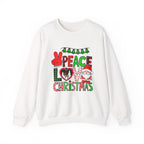 Christmas Peace Love Sweatshirt, Cozy Holiday Crewneck, Unisex Christmas Pullover Gift