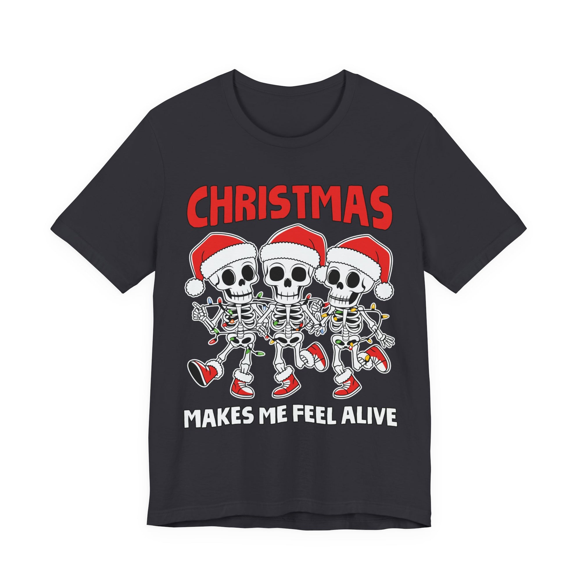 Skeleton Christmas Tee, Holiday Shirt, Unisex Christmas T-Shirt, Fun Winter Apparel, Party Outfit.