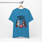 Graphic Tee for Outdoor Lovers - Trick or Toast Sloth & Raccoon, Perfect Fall Gift