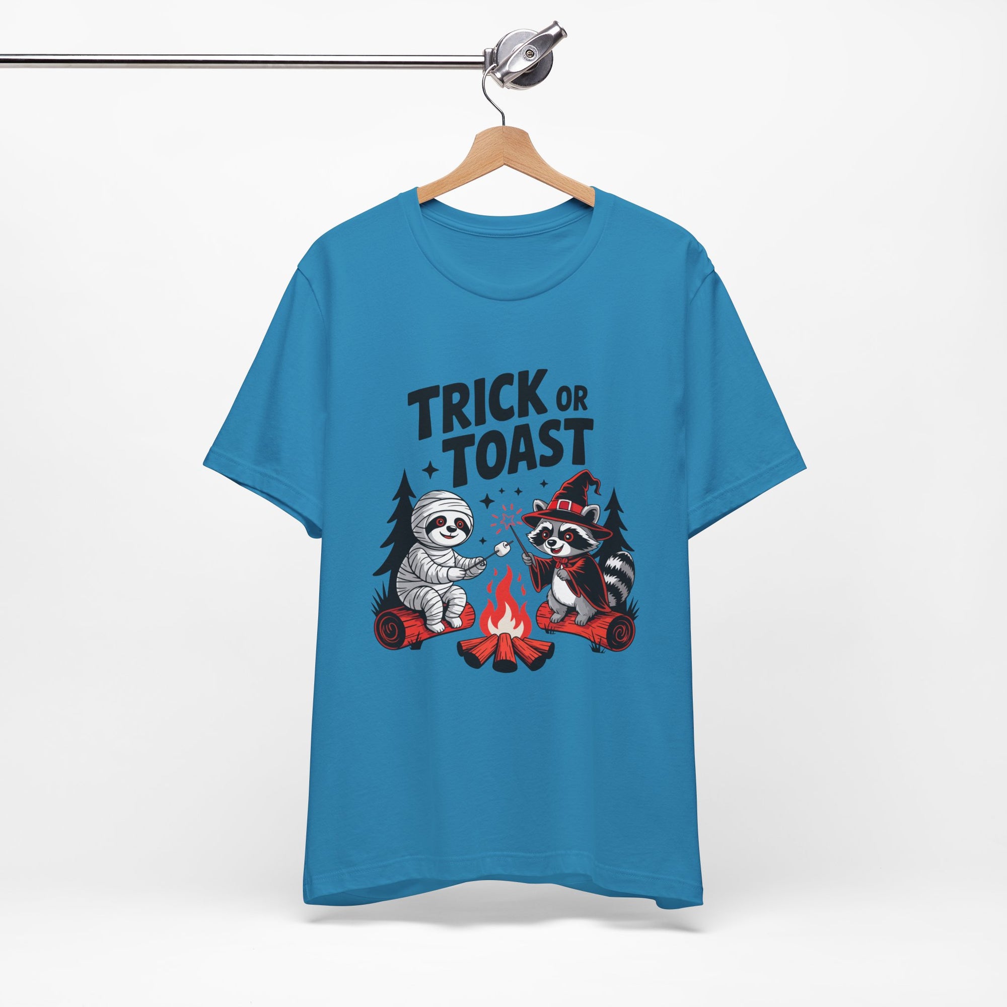 Graphic Tee for Outdoor Lovers - Trick or Toast Sloth & Raccoon, Perfect Fall Gift