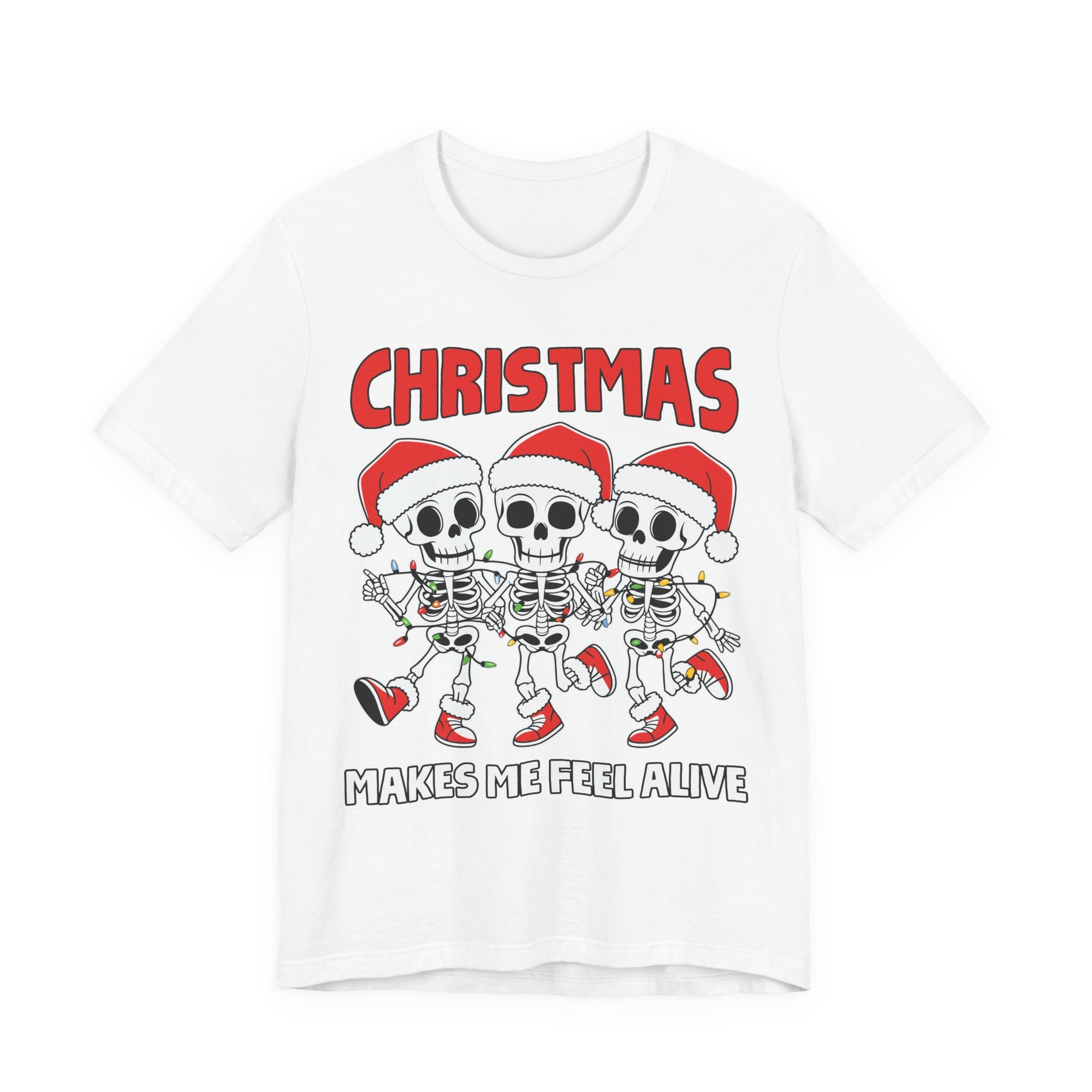 Skeleton Christmas Tee, Holiday Shirt, Unisex Christmas T-Shirt, Fun Winter Apparel, Party Outfit.