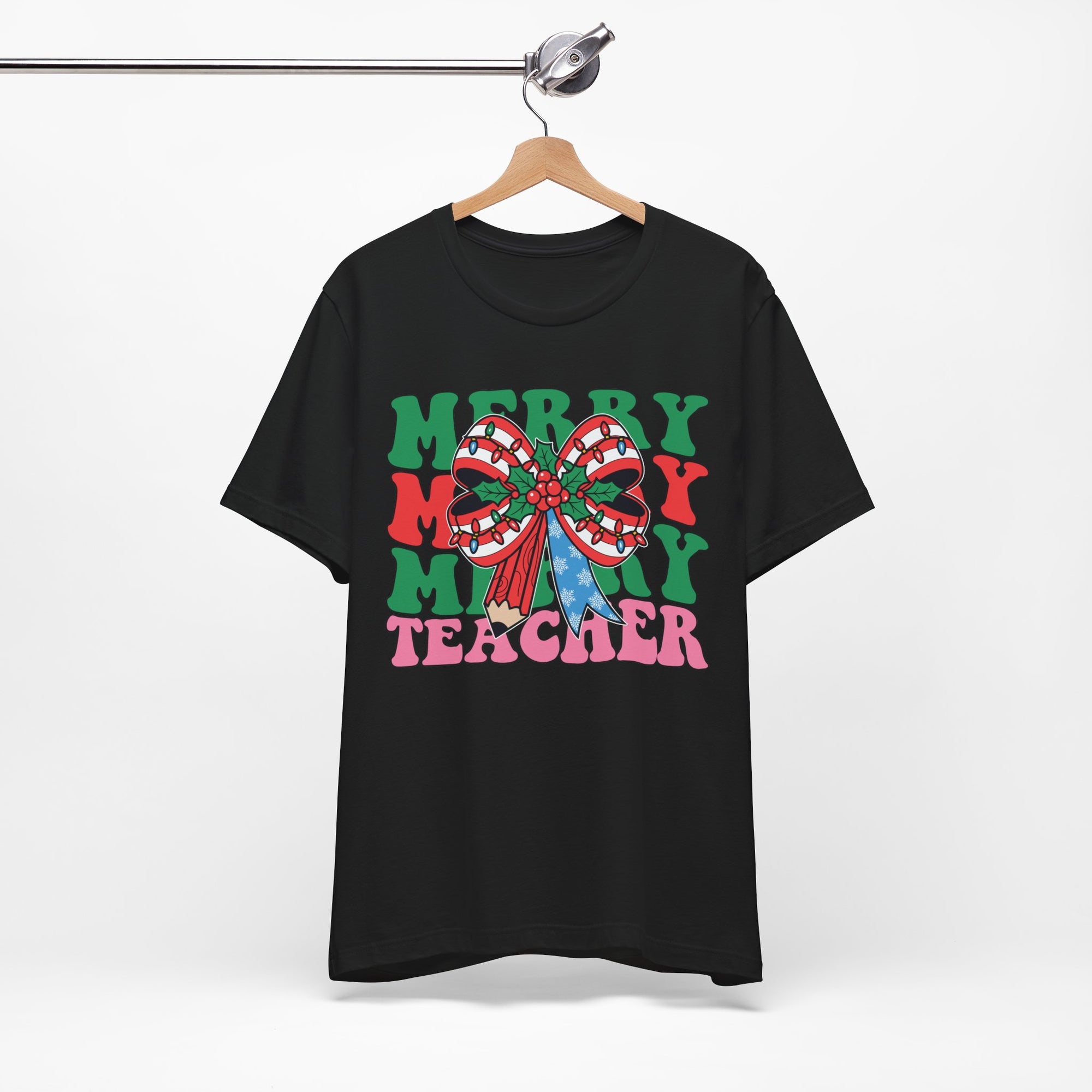 Merry Teacher T-Shirt | Cute Holiday Tee for Educators, Christmas Gift, Teacher Appreciation, Casual Wear, Festive Apparel