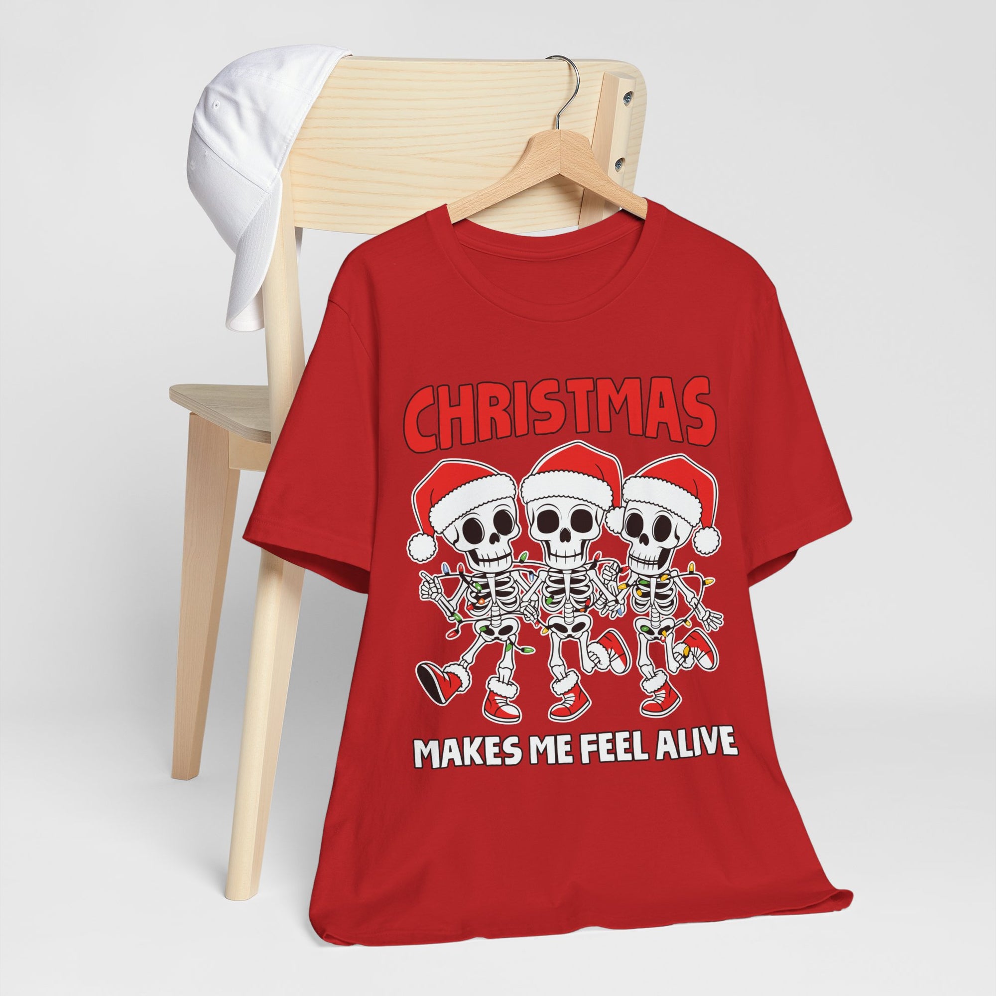 Skeleton Christmas Tee, Holiday Shirt, Unisex Christmas T-Shirt, Fun Winter Apparel, Party Outfit.
