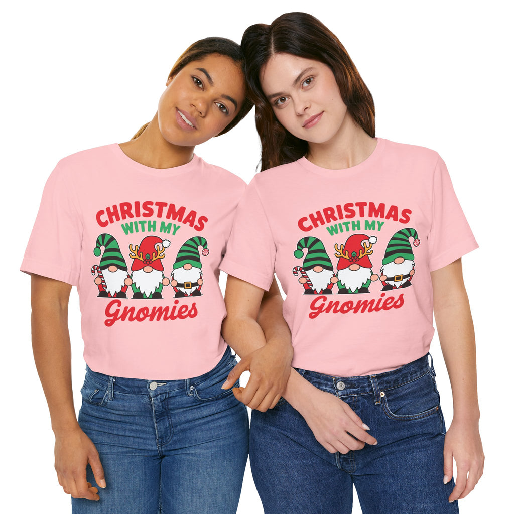 Christmas with My Gnomies Unisex Tee, Holiday Shirt, Christmas Gift, Gnome Tee, Festive Apparel, Cute Christmas T-Shirt