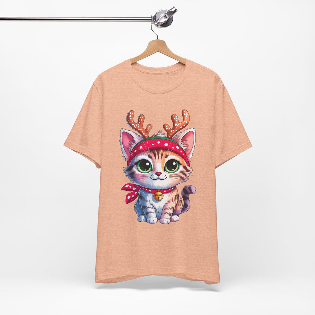 Cute Cat Holiday Tee Shirt, Unisex Cat Lover Gift, Christmas T-Shirt, Animal Graphic Tee, Fun Holiday Apparel