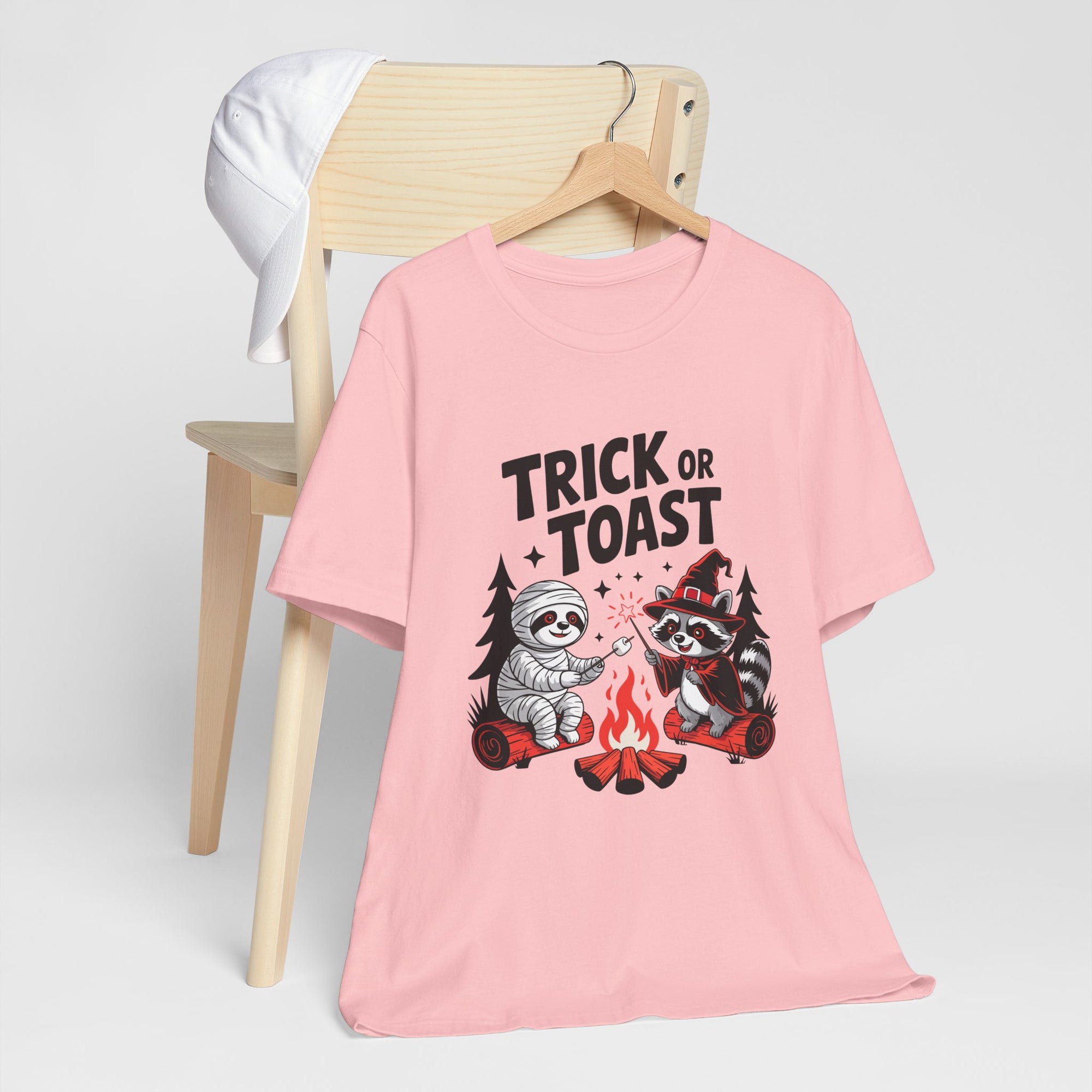 Graphic Tee for Outdoor Lovers - Trick or Toast Sloth & Raccoon, Perfect Fall Gift