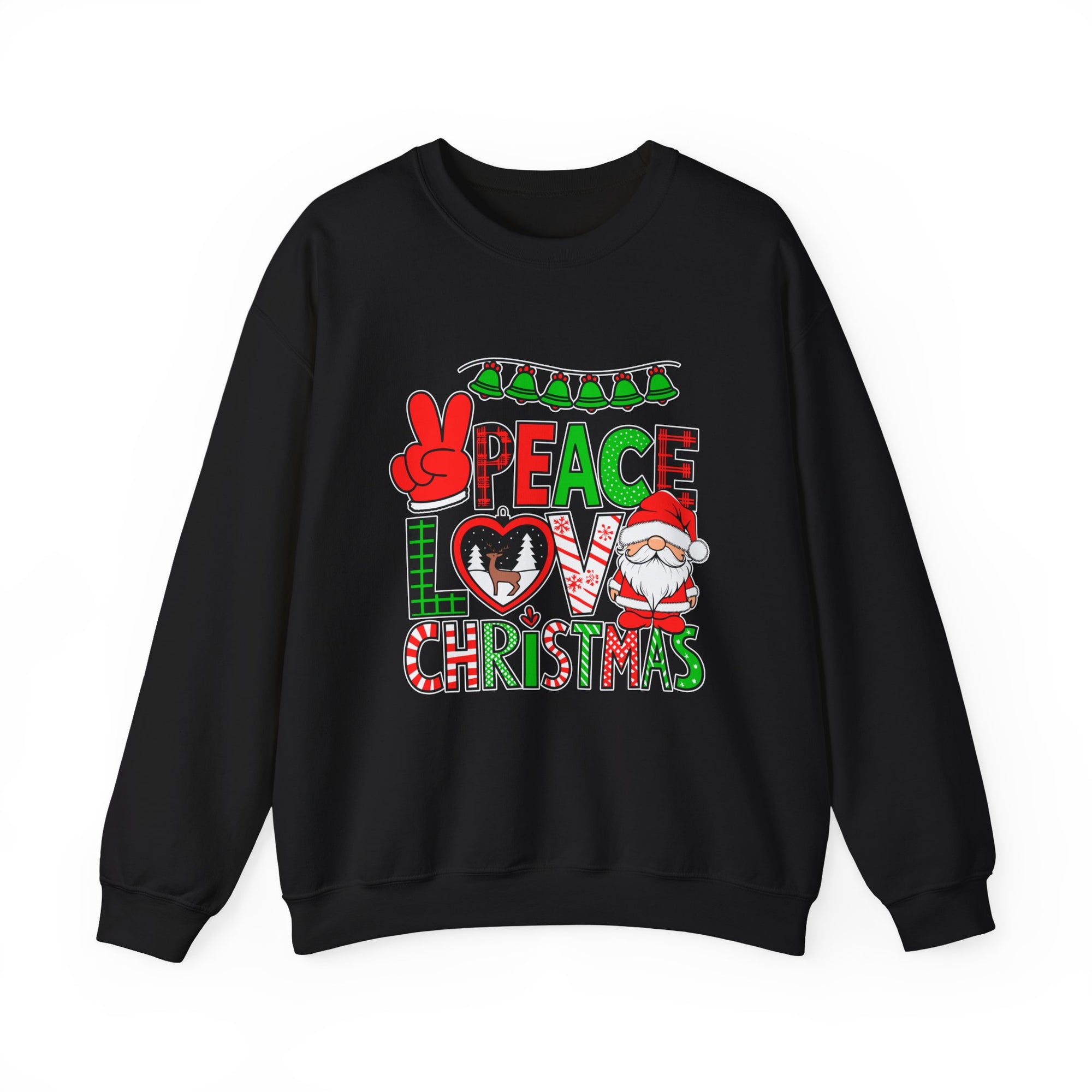 Christmas Peace Love Sweatshirt, Cozy Holiday Crewneck, Unisex Christmas Pullover Gift
