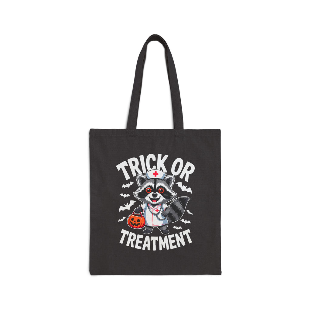 Halloween Tote Bag with Trick or Treatment Raccoon