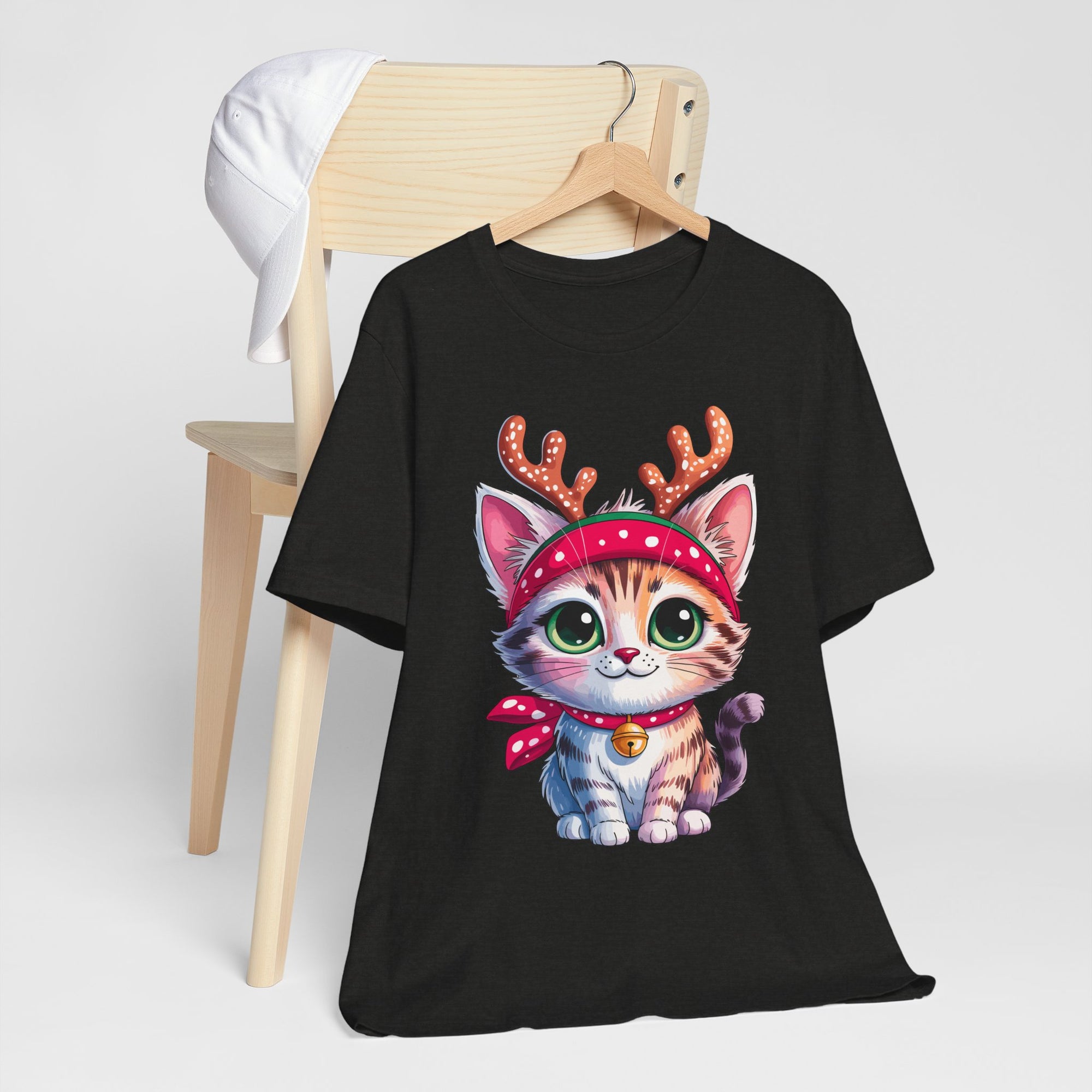 Cute Cat Holiday Tee Shirt, Unisex Cat Lover Gift, Christmas T-Shirt, Animal Graphic Tee, Fun Holiday Apparel