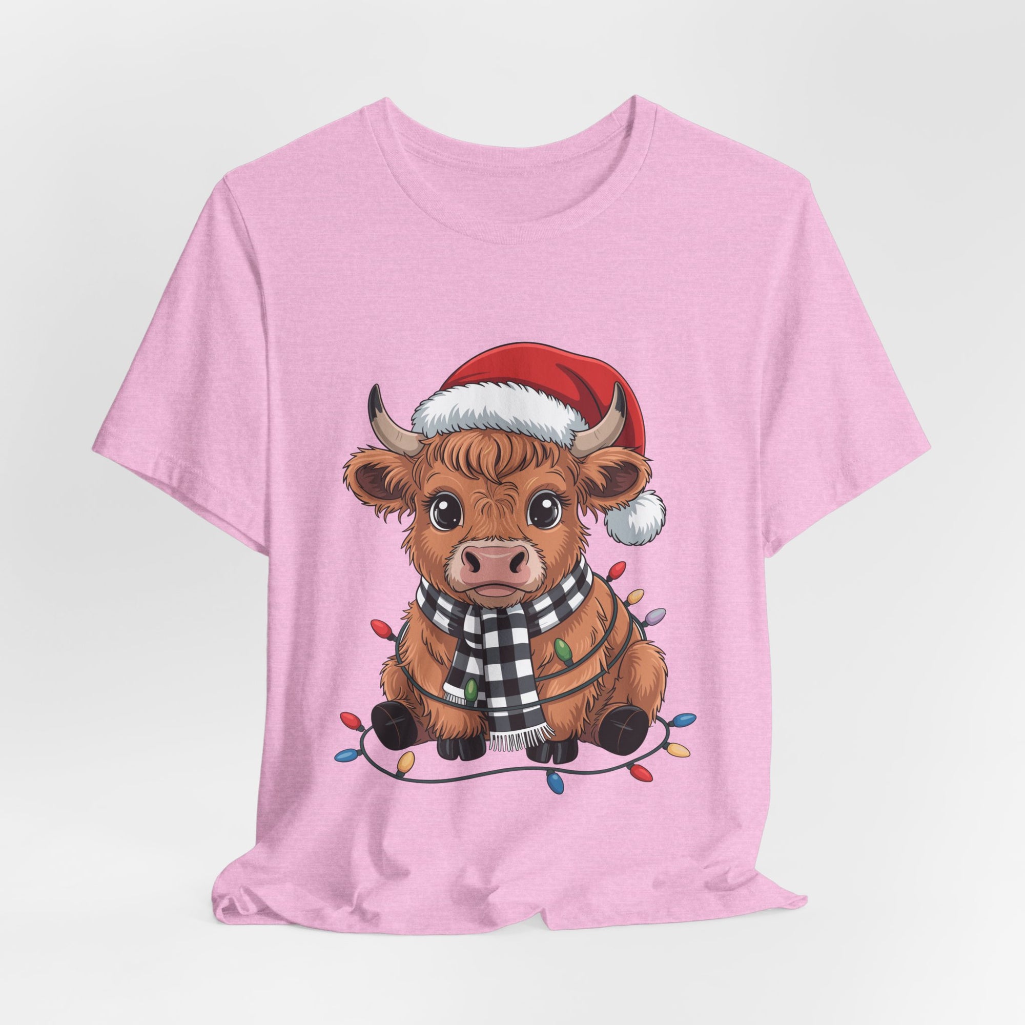 Festive Cow Christmas Tee, Unisex Holiday Shirt, Cute Animal T-Shirt