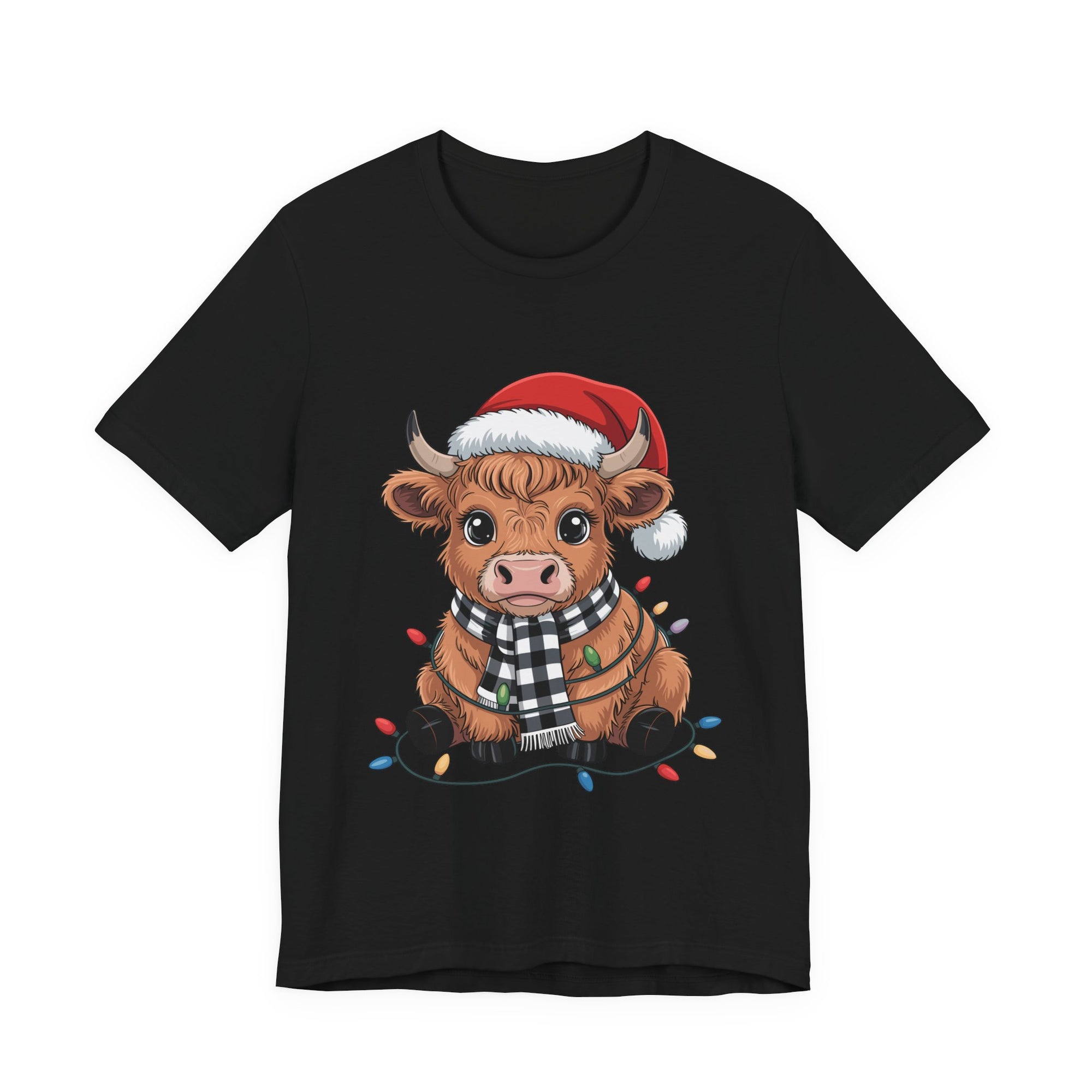 Festive Cow Christmas Tee, Unisex Holiday Shirt, Cute Animal T-Shirt
