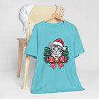 Festive Cat Christmas Tee, Cat Lover Gift, Holiday Shirt, Unisex T-Shirt