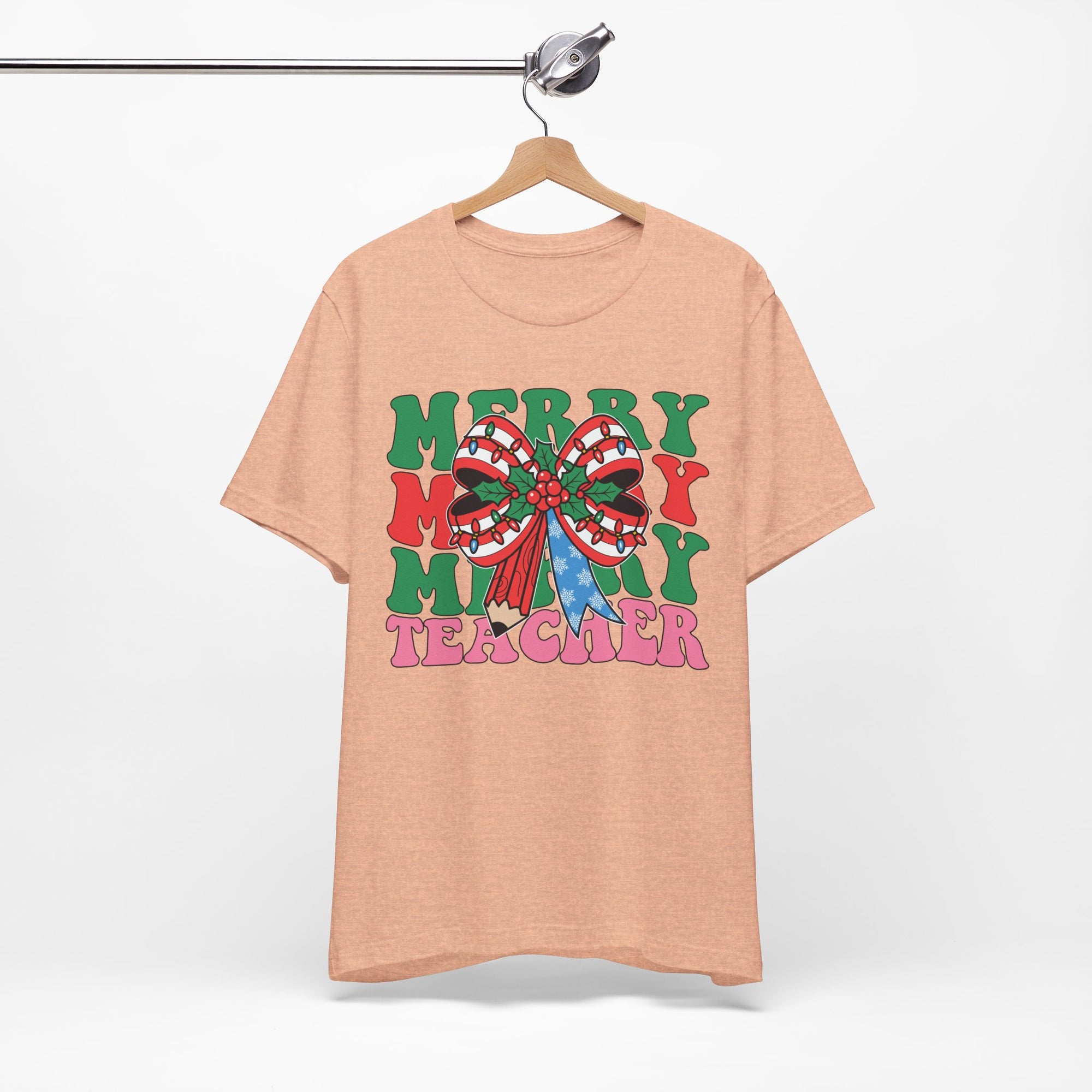 Merry Teacher T-Shirt | Cute Holiday Tee for Educators, Christmas Gift, Teacher Appreciation, Casual Wear, Festive Apparel
