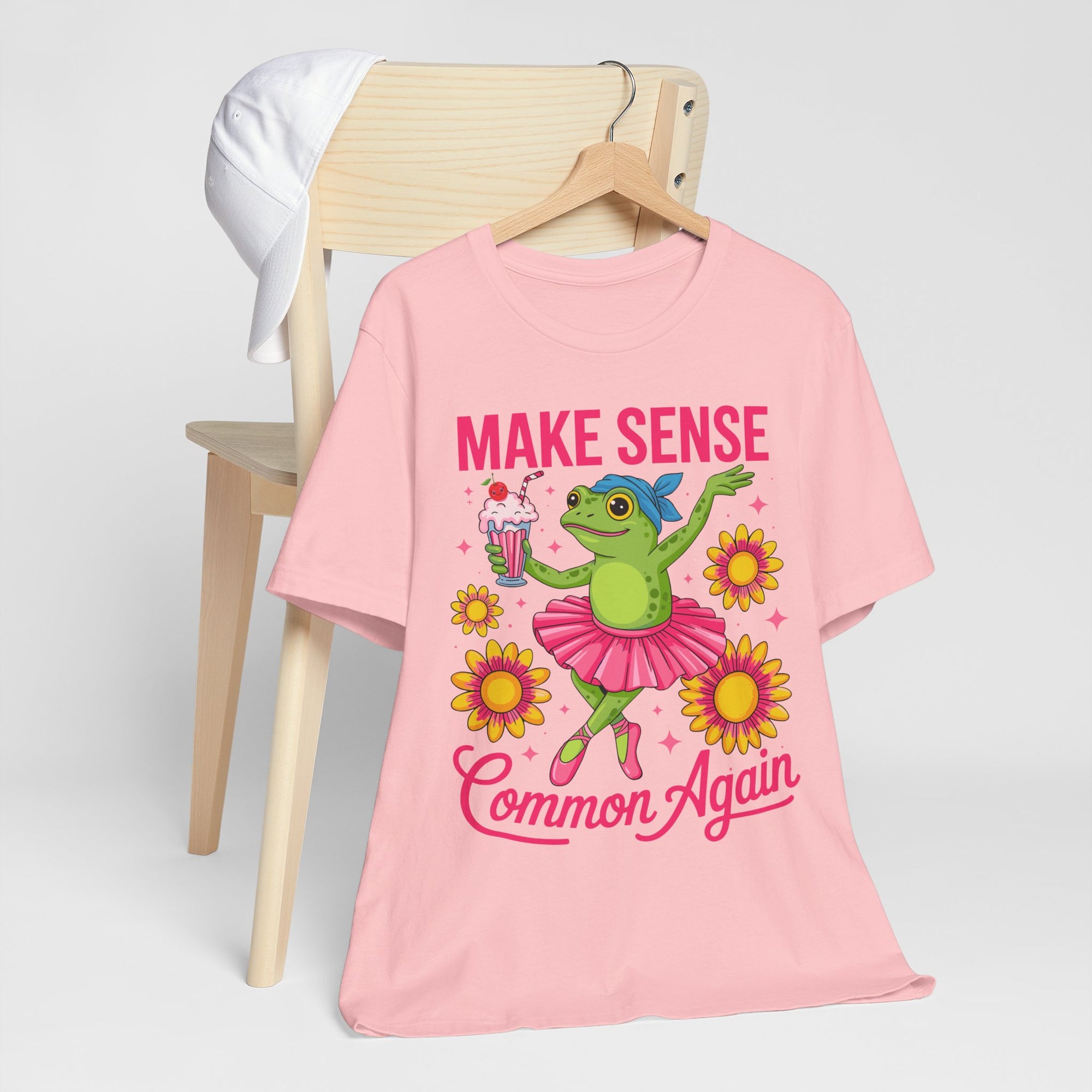 Make Sense Common Again T‑Shirt — Cute Dancing Frog Graphic Tee
