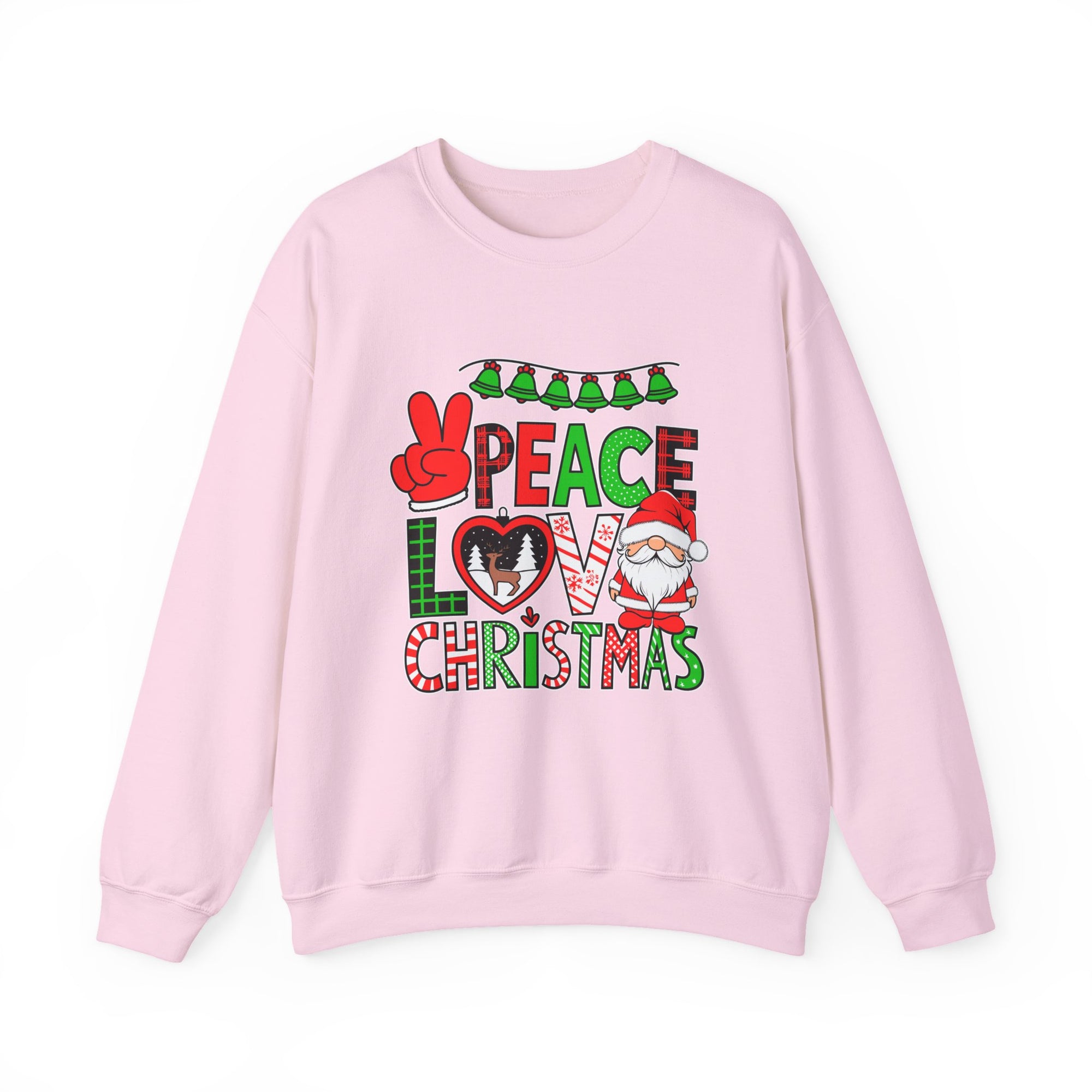 Christmas Peace Love Sweatshirt, Cozy Holiday Crewneck, Unisex Christmas Pullover Gift