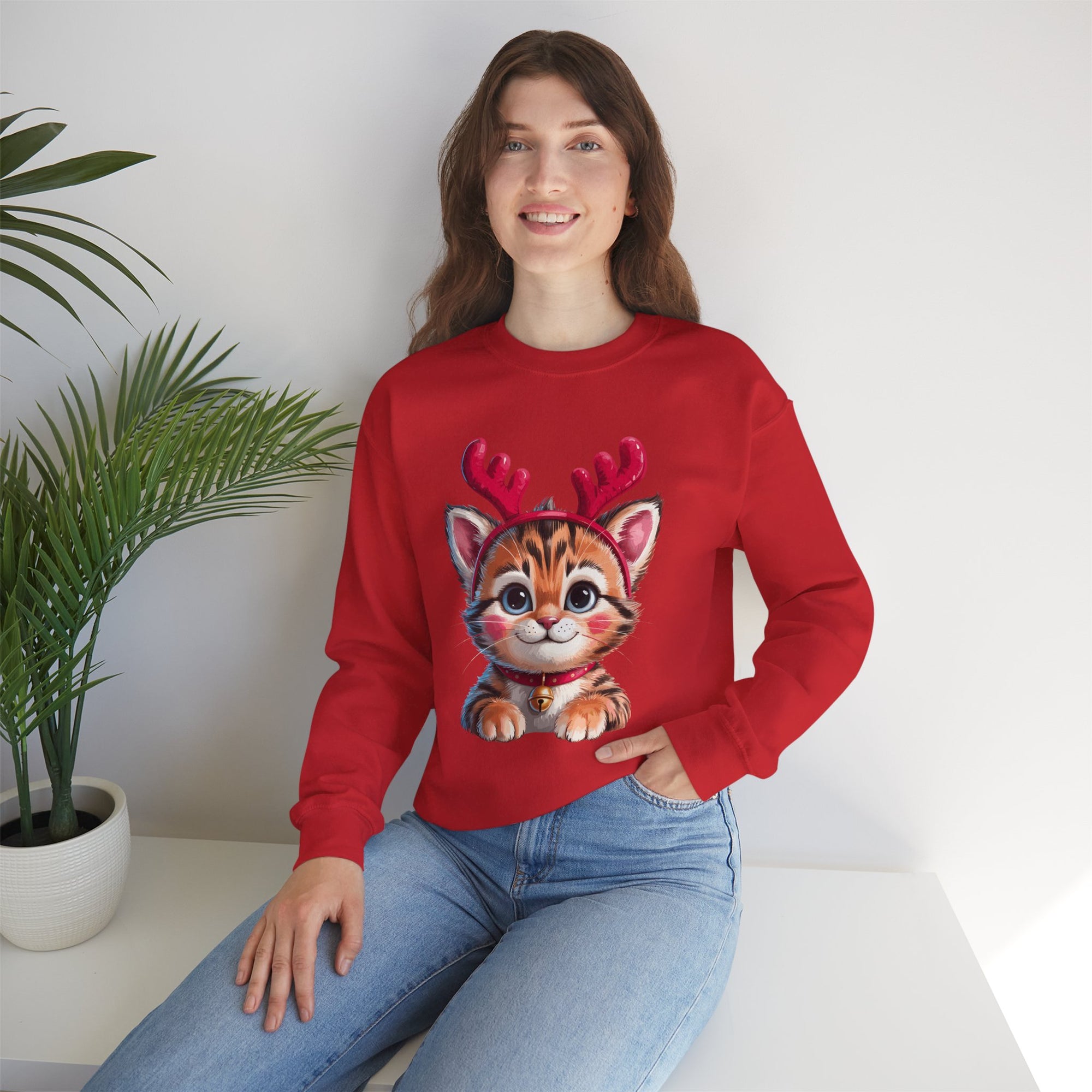 Cute Cat Antlers Crewneck Sweatshirt