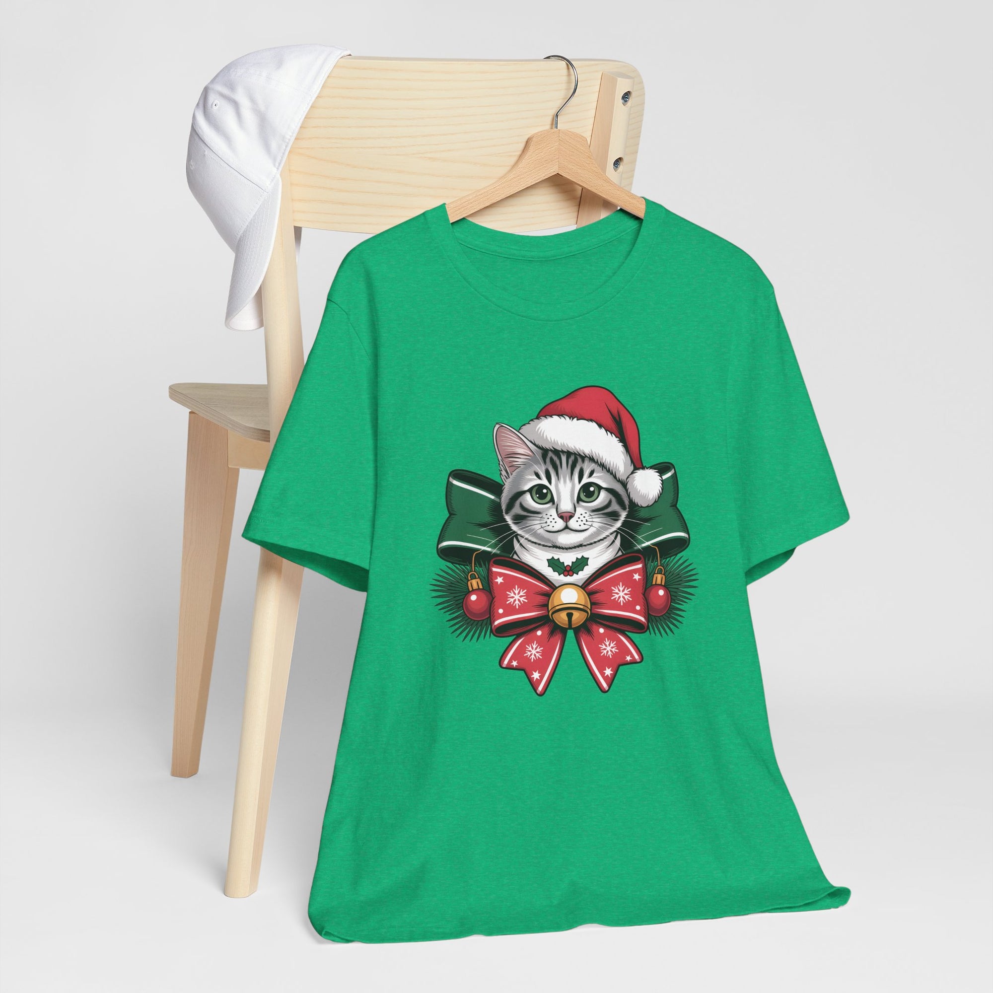 Festive Cat Christmas Tee, Cat Lover Gift, Holiday Shirt, Unisex T-Shirt